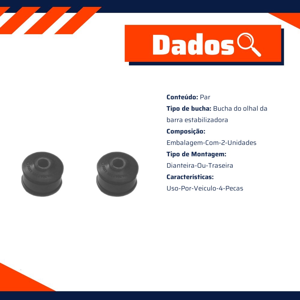 Par Bucha Olhete Barra Estabilizadora Dianteira Traseira Axios 011.0848 BR15401100848 - Monroe Axios - 011.0848