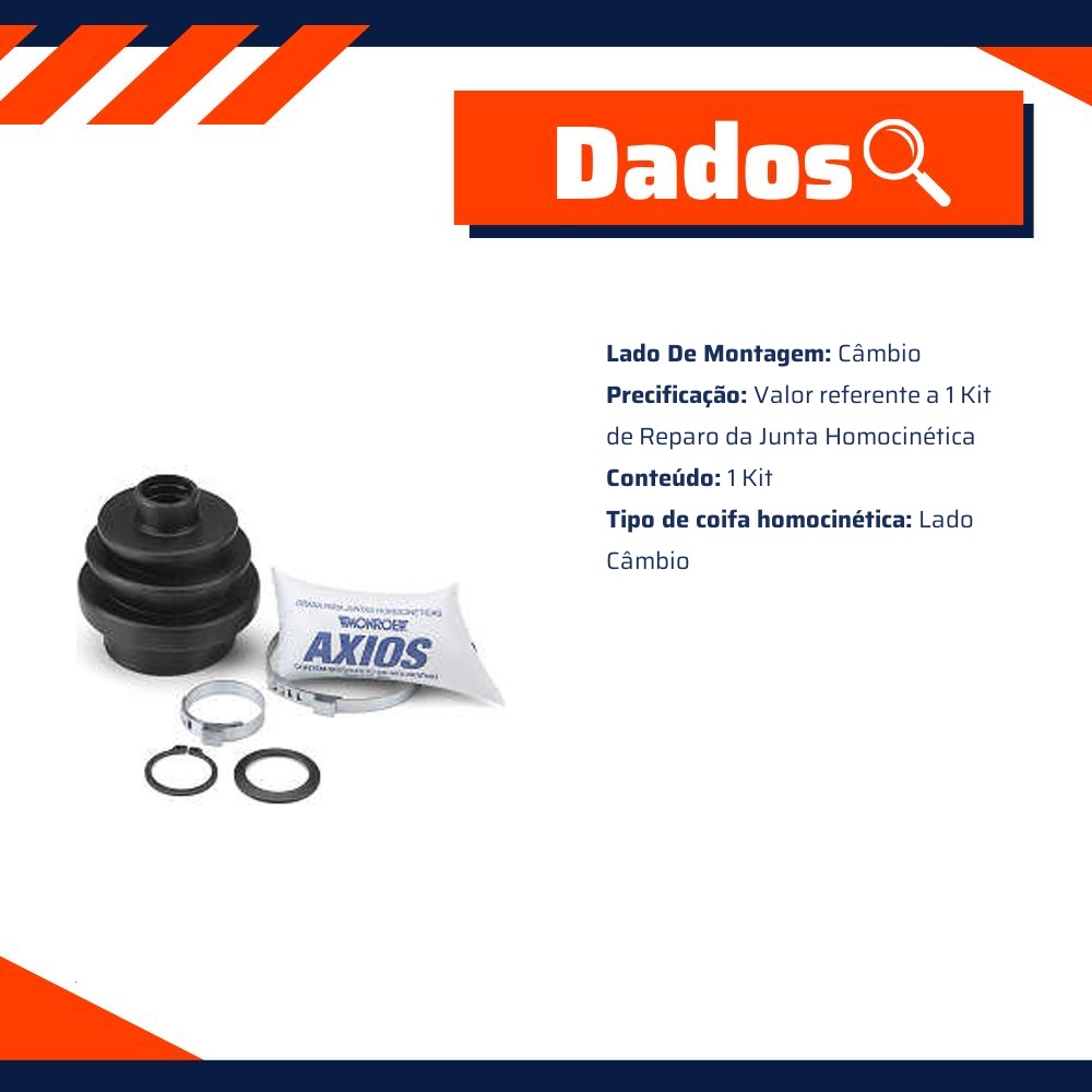 Kit Coifa da Homocinética Lado Câmbio - Monroe Axios - 541.2396