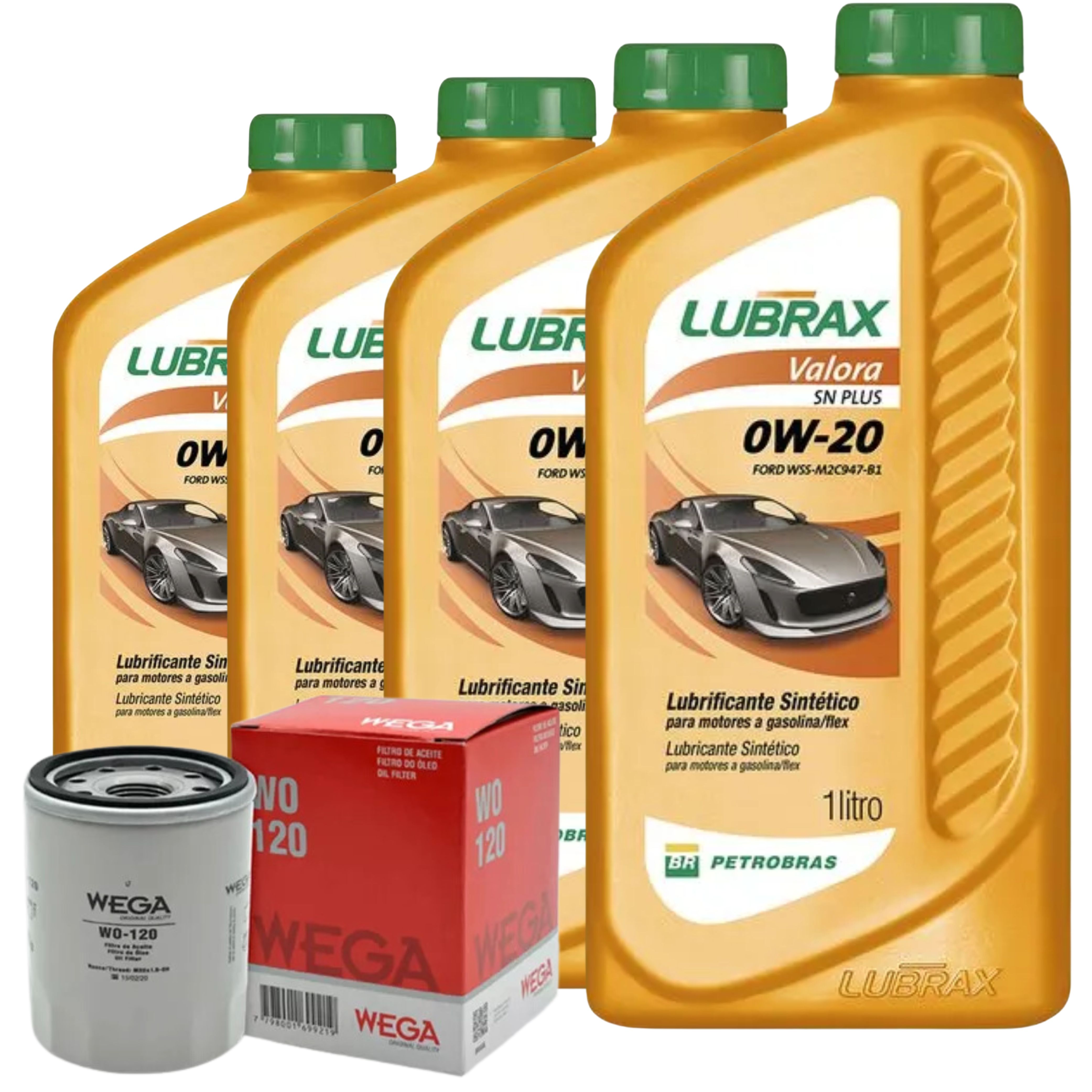 Kit 4 Litros de Óleo 0W20 Lubrax Valora e Filtro de Óleo - Lubrax / Wega - 0W20SNPLUSSINT / WO-120