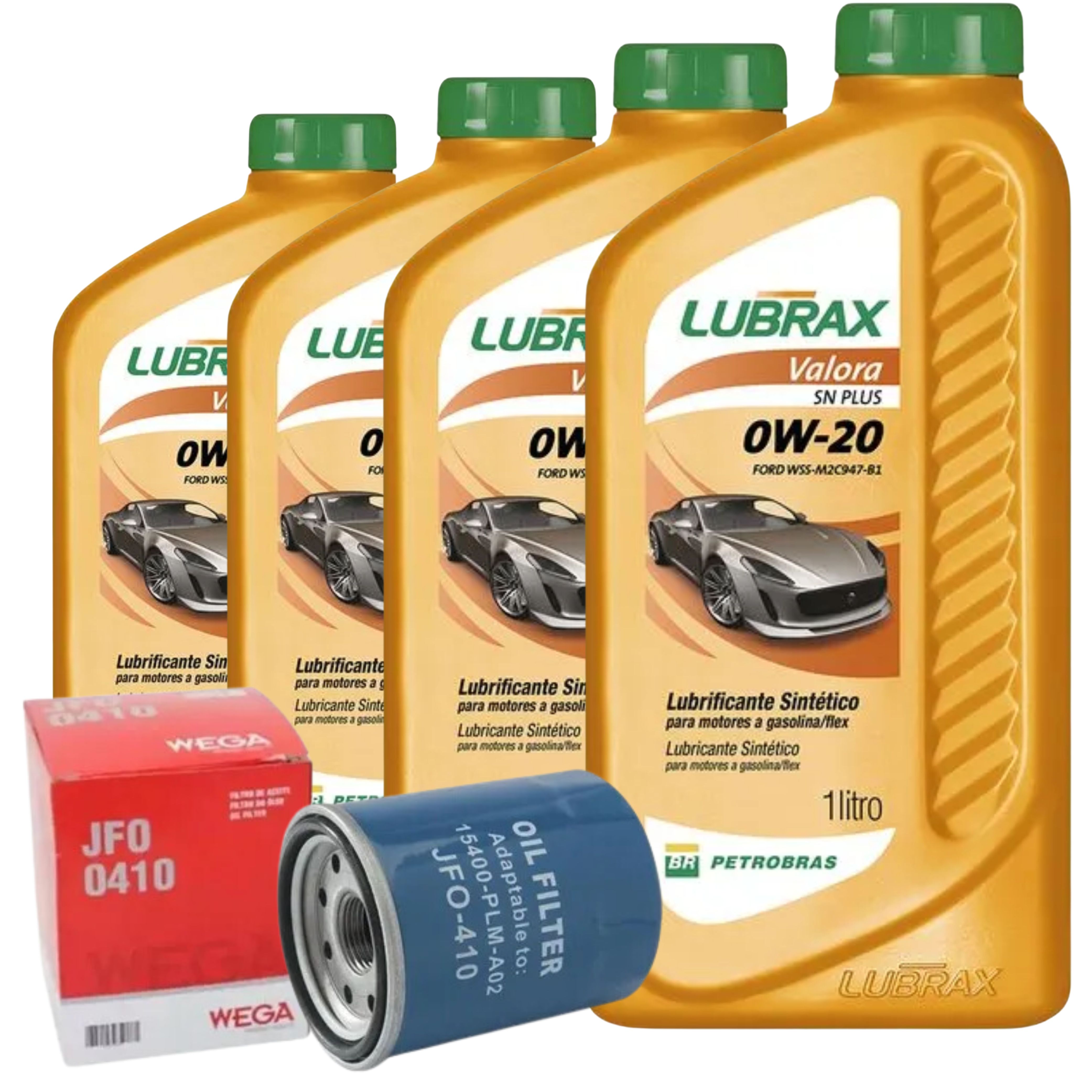 Kit 4 Litros de Óleo 0W20 Lubrax Valora e Filtro de Óleo - Lubrax / Wega - 0W20SNPLUSSINT / JFO-0410