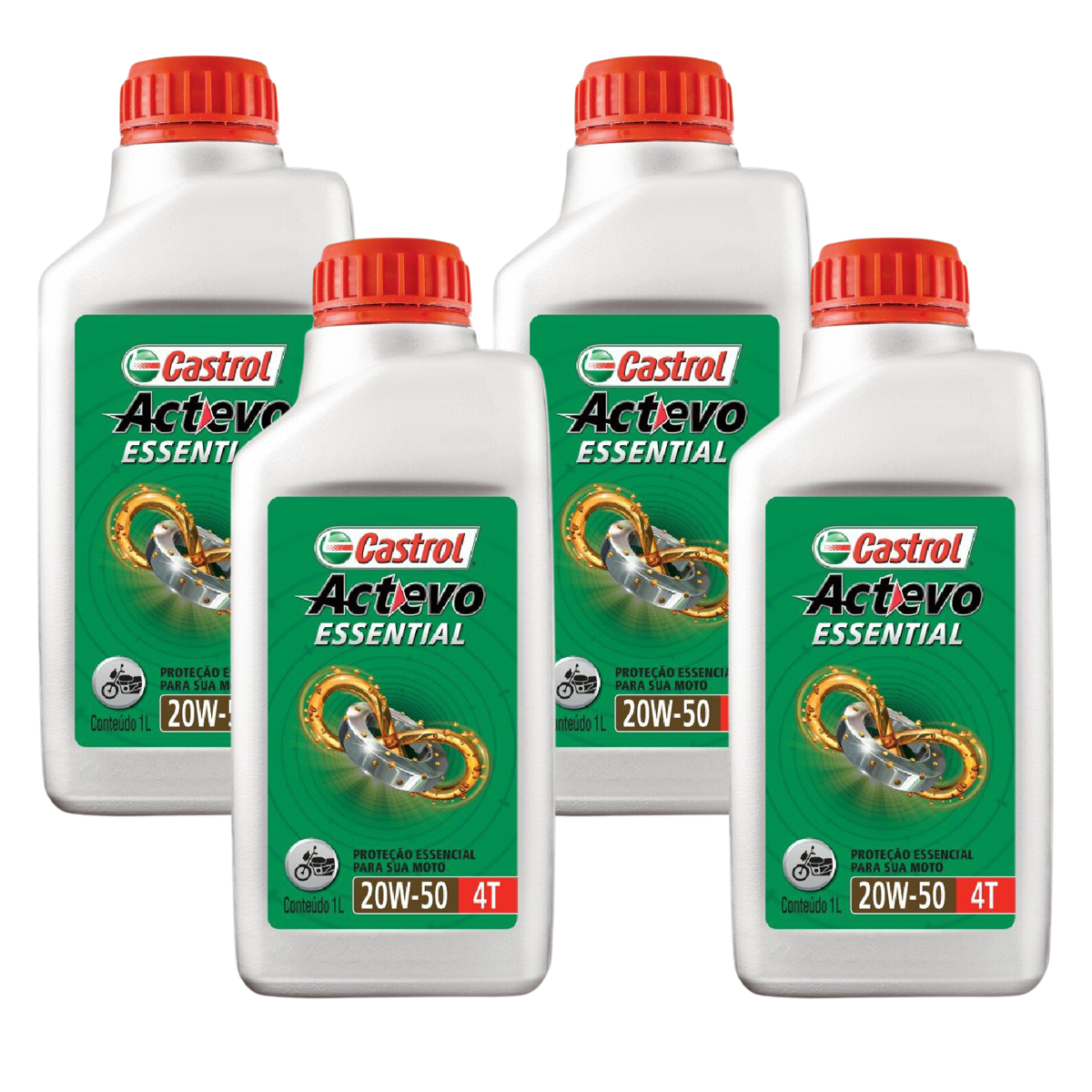 Kit 4 Litros Óleo Motor Moto Actevo Essential 20W50 Api Sl Mineral - Castrol - 3419247