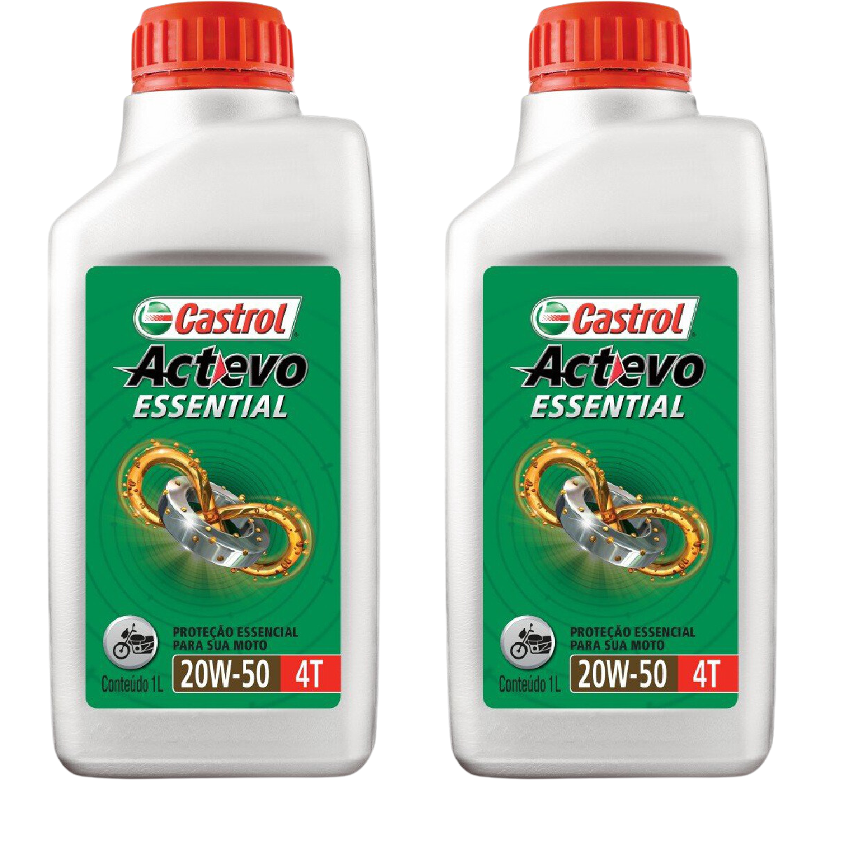 Kit 2 Litros Óleo Motor Moto Actevo Essential 20W50 Api Sl Mineral - Castrol - 3419247
