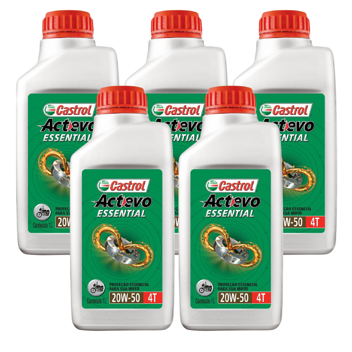 Kit 5 Litros Óleo Motor Moto Actevo Essential 20W50 Api Sl Mineral - Castrol - 3419247