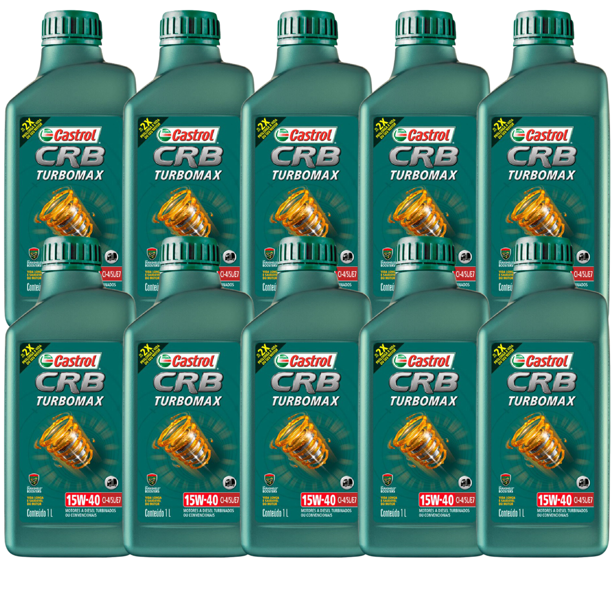 Kit 10 Litros Óleo Motor Crb Turbomax 15W40 Ci-4/Sl/E7 Mineral - Castrol - 3425005