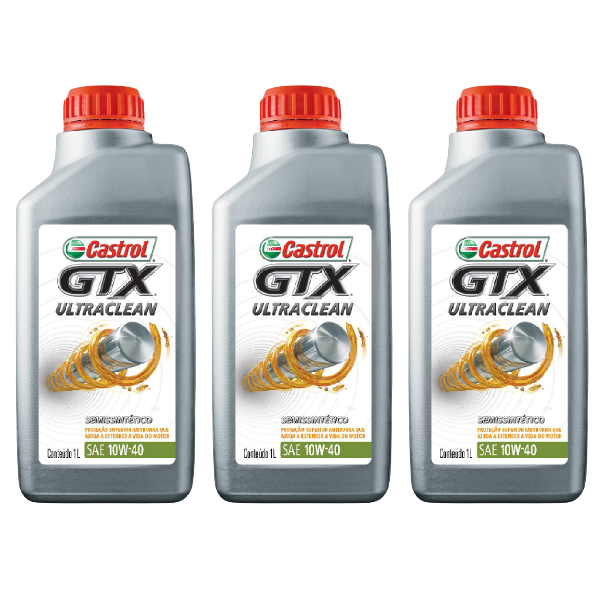Kit 3 Litros Óleo Motor Gtx 10W40 Api Sn Semissintético - Castrol - 3436727
