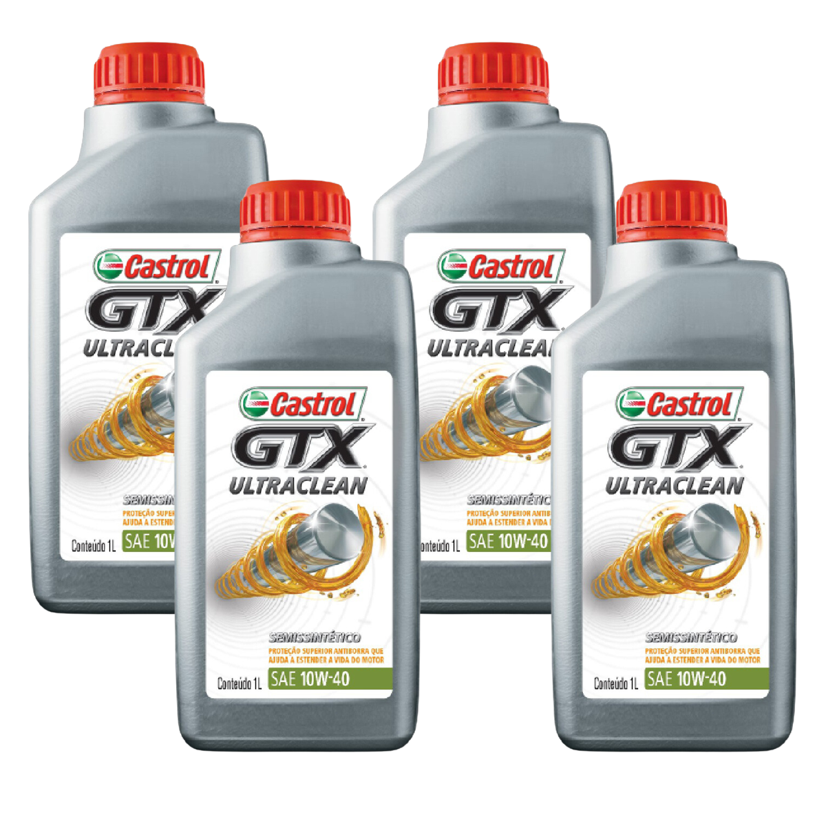 Kit 4 Litros Óleo Motor Gtx 10W40 Api Sn Semissintético - Castrol - 3436727