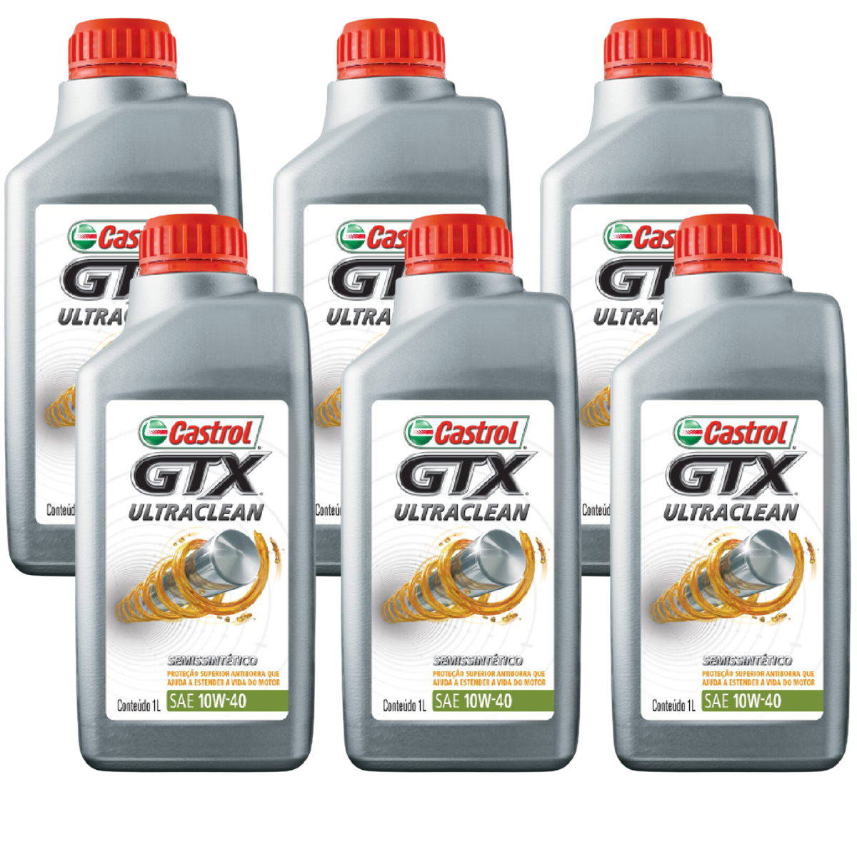 Kit 6 Litros Óleo Motor Gtx 10W40 Api Sn Semissintético - Castrol - 3436727