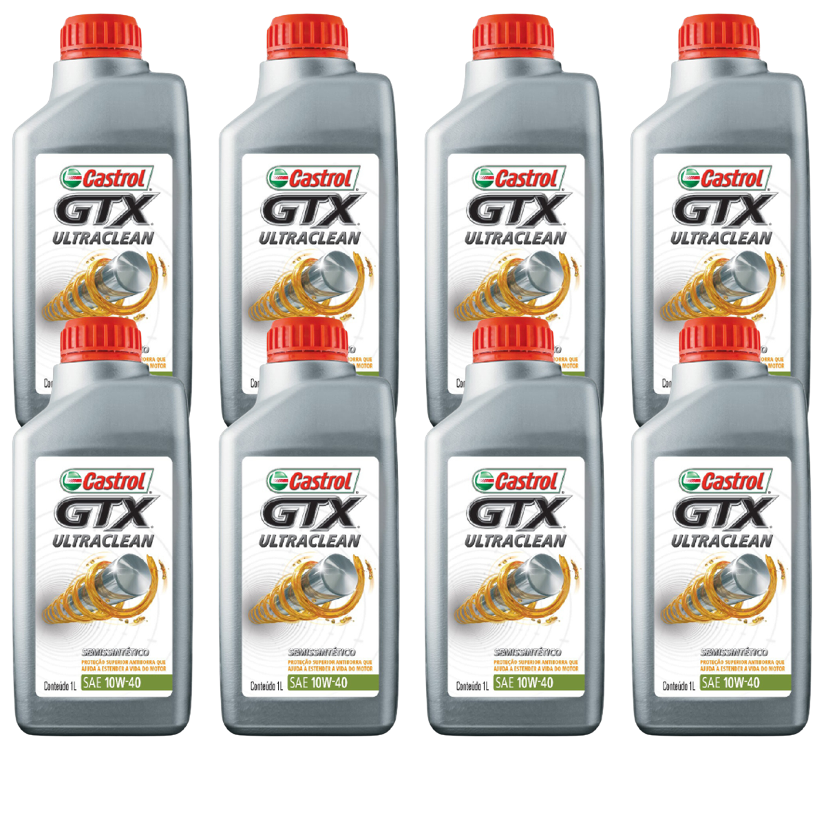 Kit 8 Litros Óleo Motor Gtx 10W40 Api Sn Semissintético - Castrol - 3436727