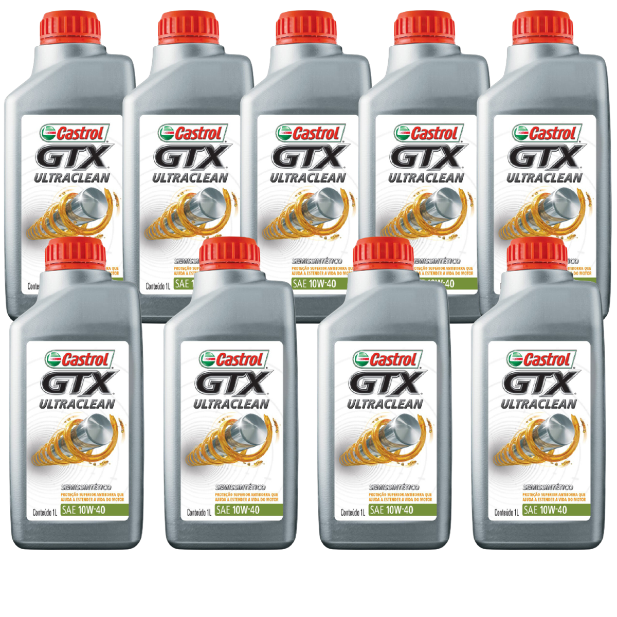 Kit 9 Litros Óleo Motor Gtx 10W40 Api Sn Semissintético - Castrol - 3436727