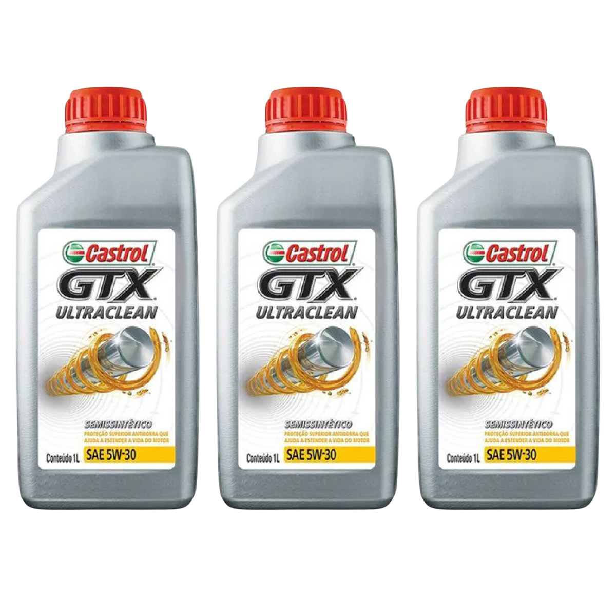 Kit 3 Litros Óleo Motor Gtx 5W30 Api Sn Semissintético - Castrol - 3435995