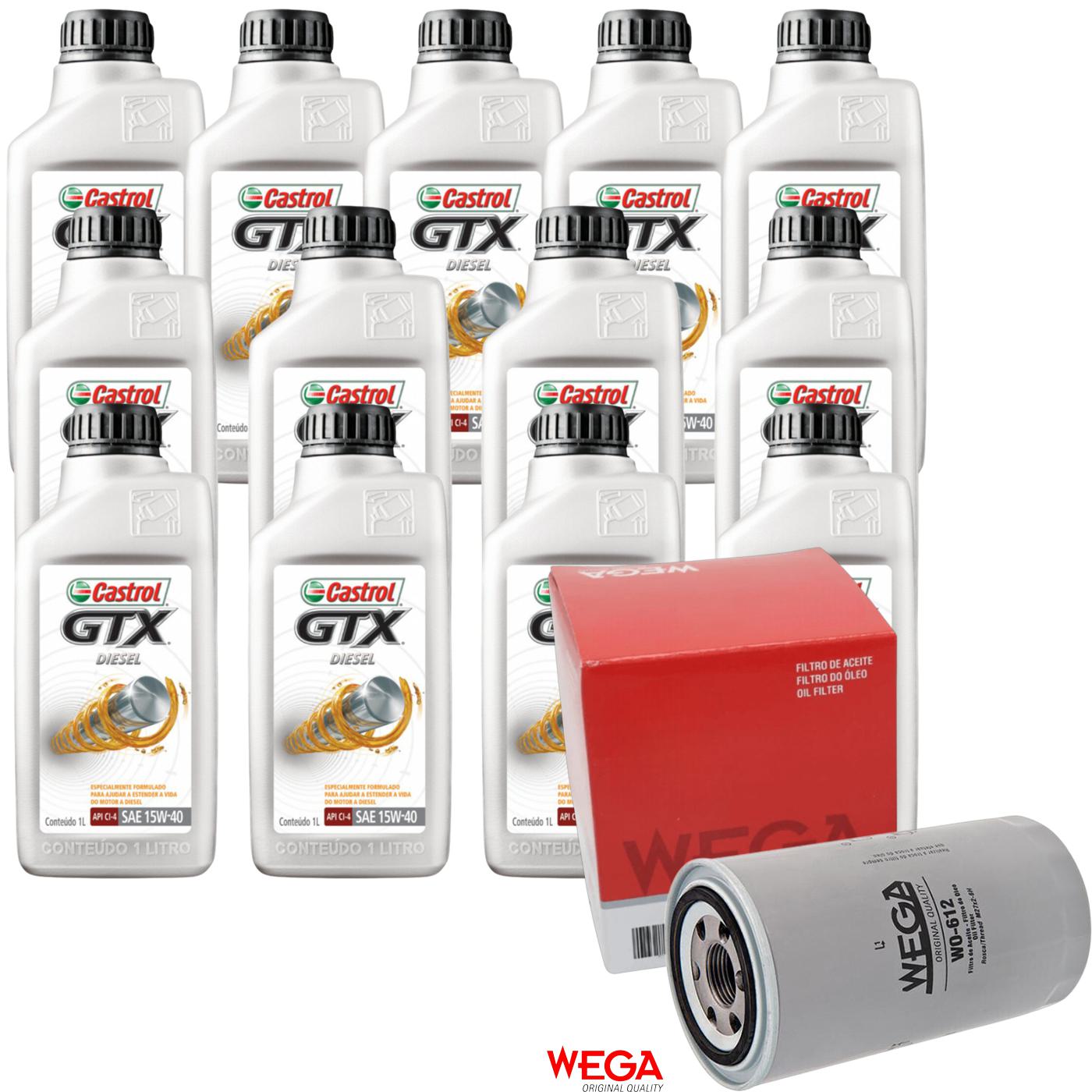 Kit Filtro e 13L Óleo Motor 15W40 GTX - Castrol / Wega - 3394863 / WO-612