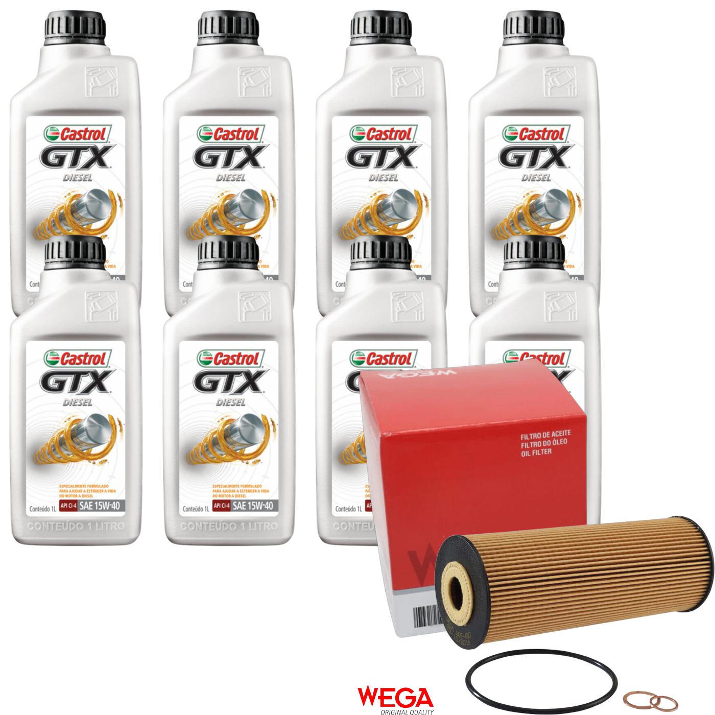 Kit Filtro e 8L Óleo Motor 15W40 GTX - Castrol / Wega - 3394863 / WOE-430