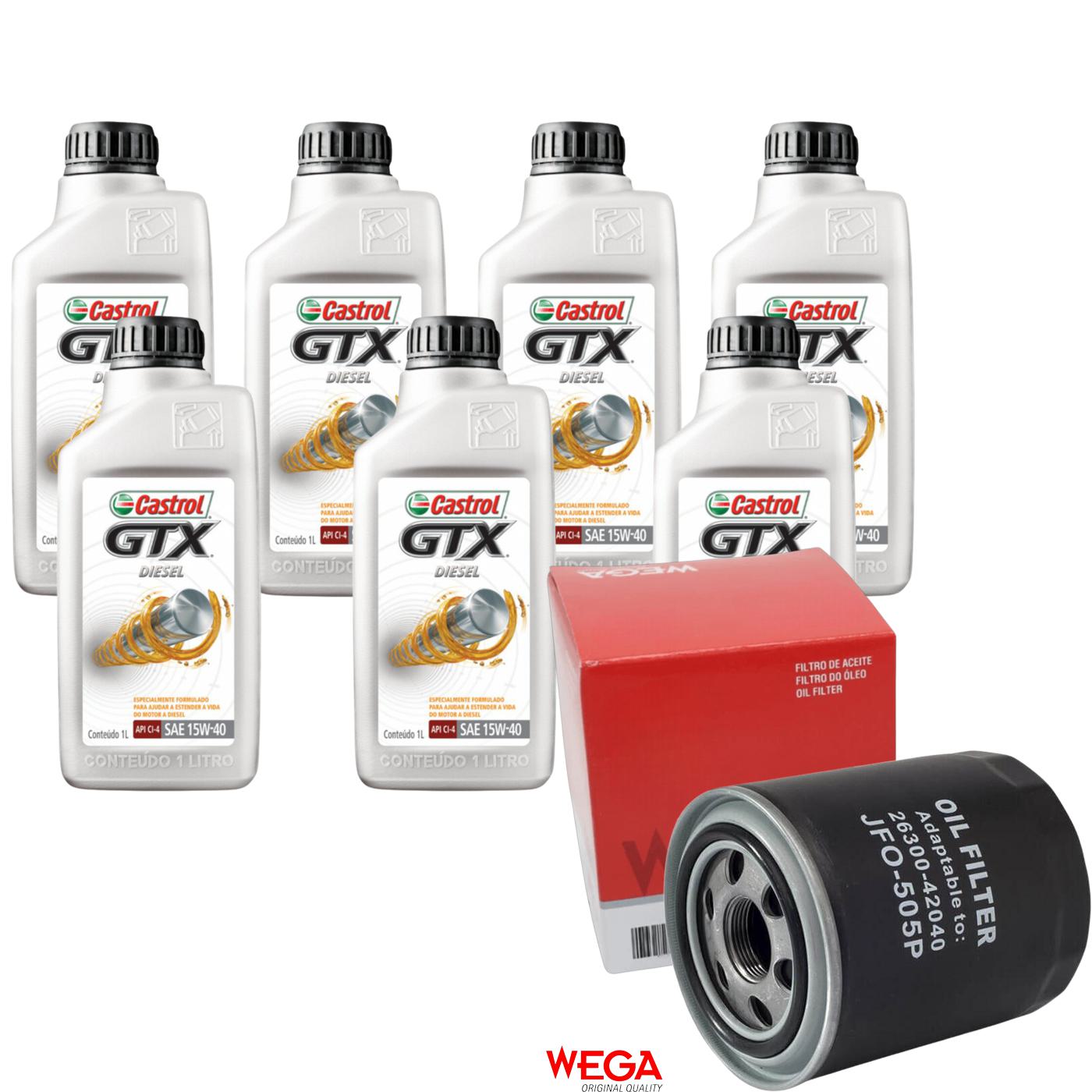 Kit Filtro e 7L Óleo Motor 15W40 GTX - Castrol / Wega - 3394863 / JFO-0505P