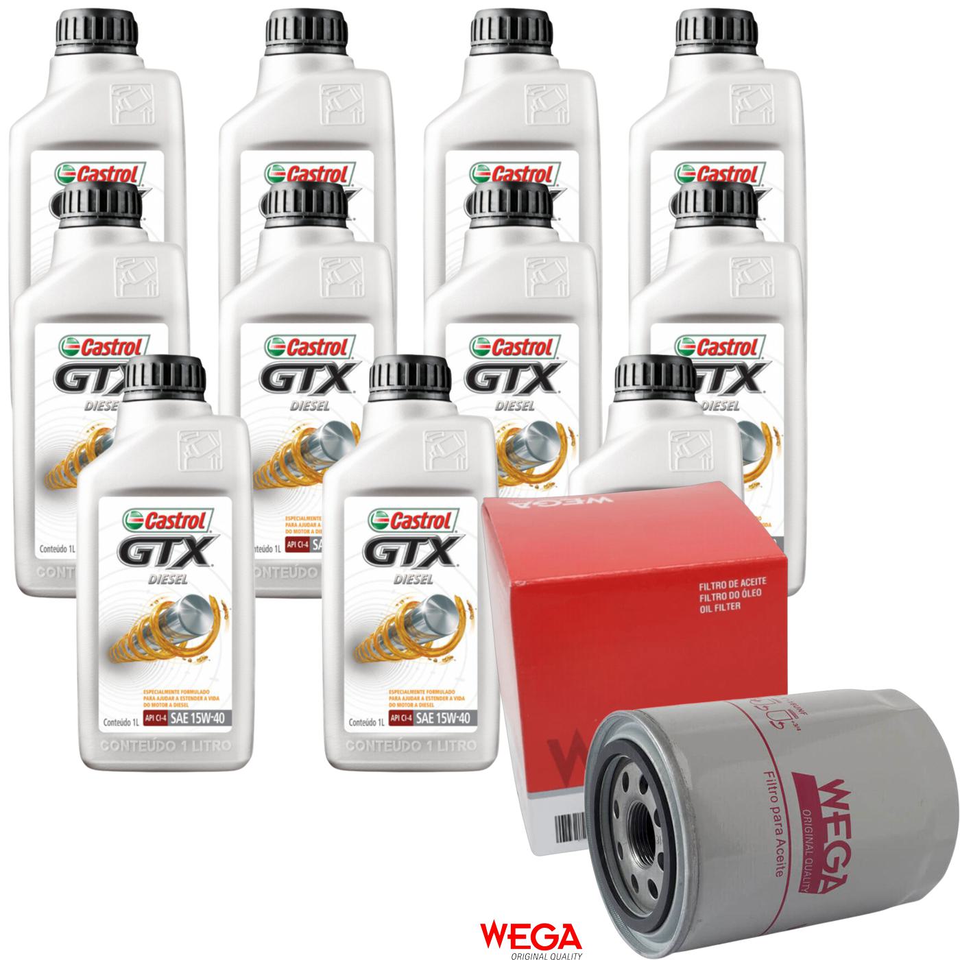 Kit Filtro e 11L Óleo Motor 15W40 GTX - Castrol / Wega - 3394863 / WO-670