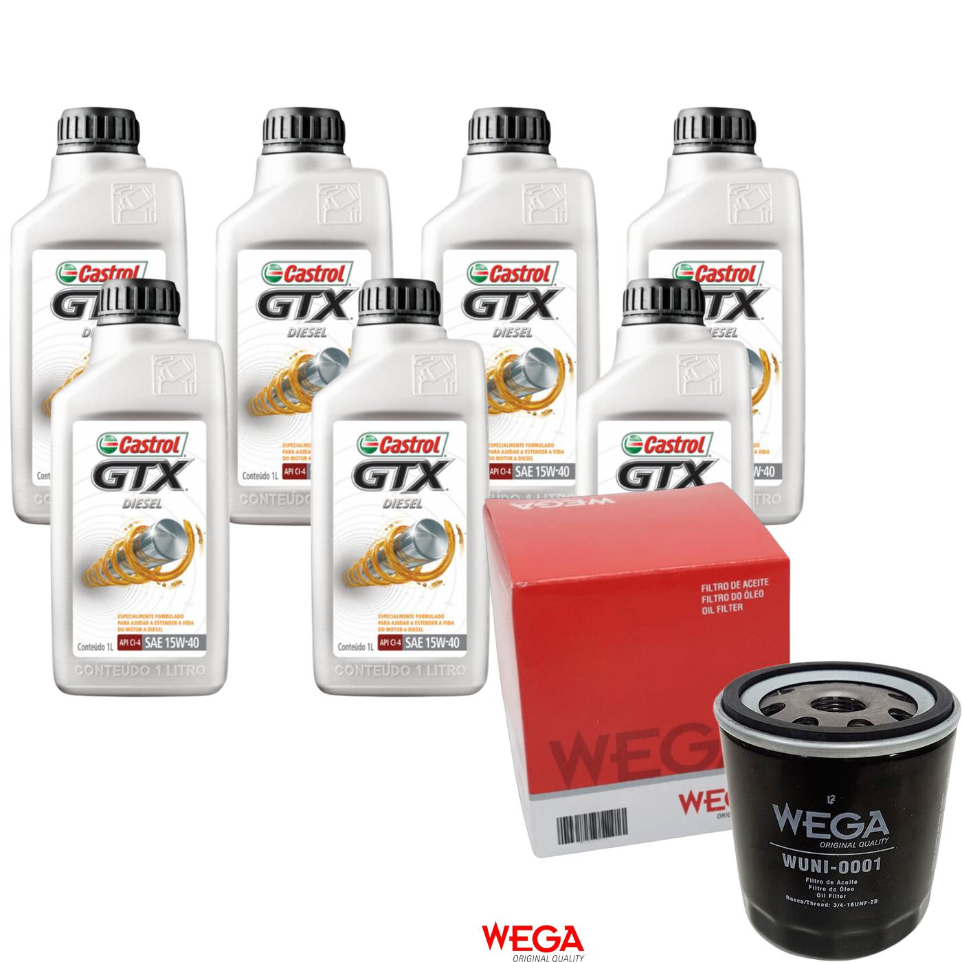 Kit Filtro e 7L Óleo Motor 15W40 GTX - Castrol / Wega - 3394863 / WUNI-0001
