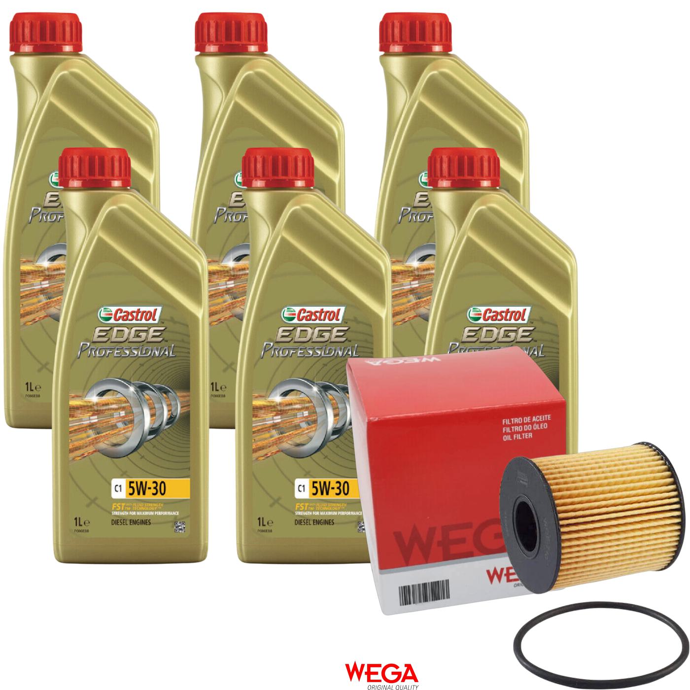 Kit Filtro e 6L Óleo Motor 5W30 Edge - Castrol / Wega - 3435580 / WOE-710