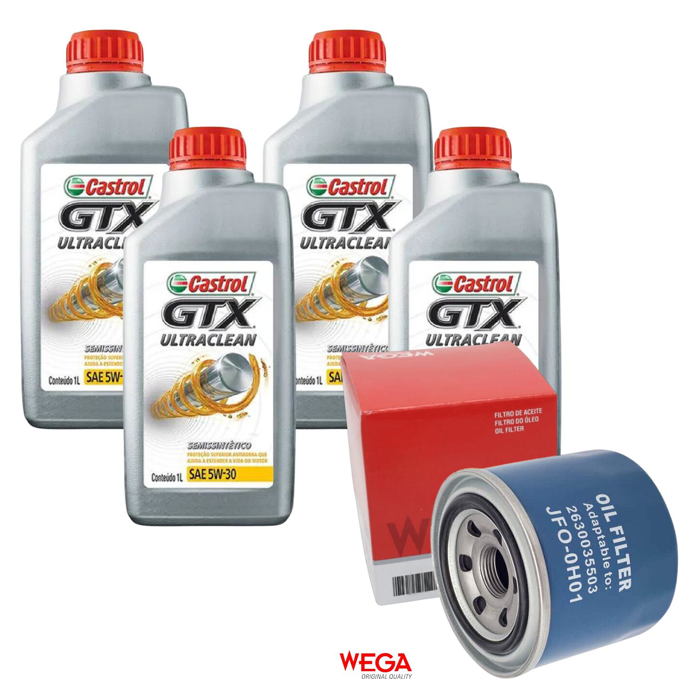 Kit Filtro e 4L Óleo Motor 5W30 GTX - Castrol / Wega - 3435995 / JFO-0H01