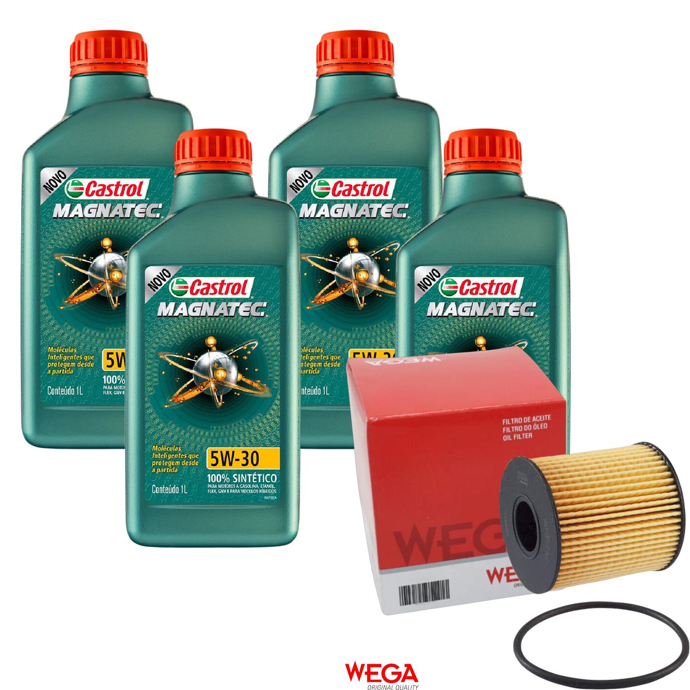 Kit Filtro e 4L Óleo Motor 5W30 Magnatec - Castrol / Wega - 3434565 / WOE-710