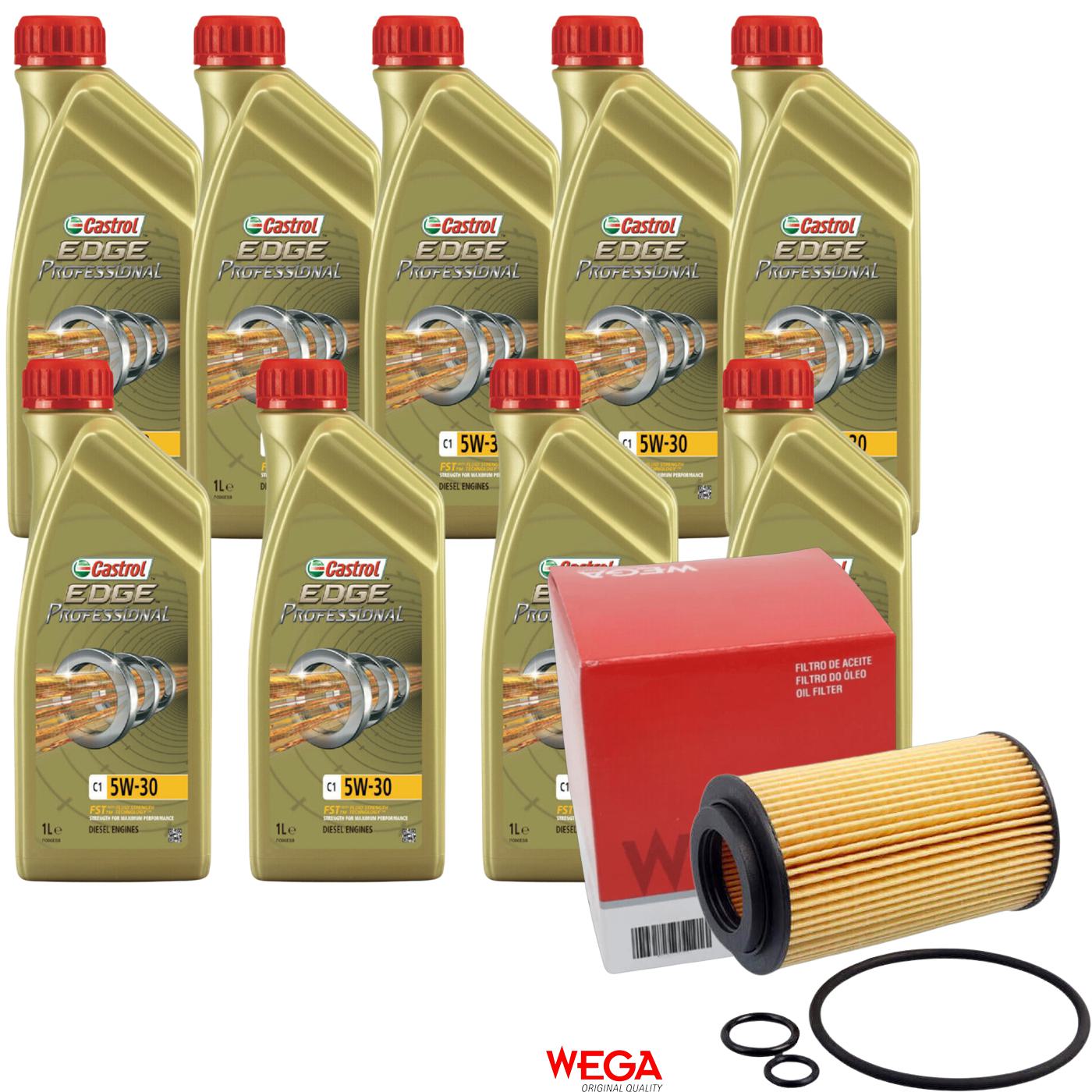 Kit Filtro e 9L Óleo Motor 5W30 Edge - Castrol / Wega - 3435580 / WOE-455