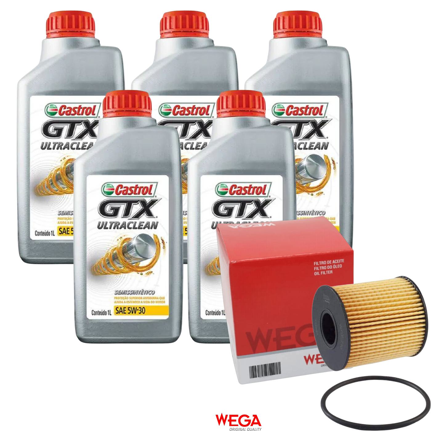 Kit Filtro e 5L Óleo Motor 5W30 GTX - Castrol / Wega - 3435995 / WOE-710