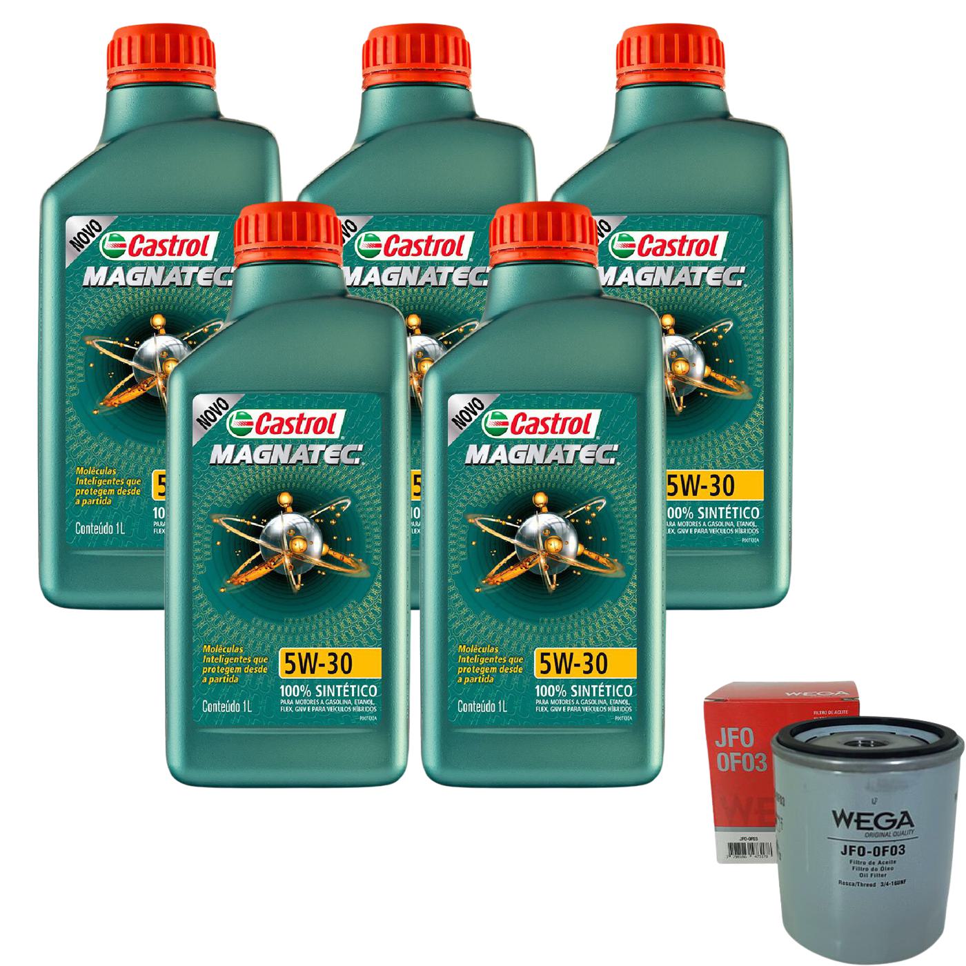 Kit Filtro e 5L Óleo Motor 5W30 Magnatec - Castrol / Wega - 3434565 / JFO-0F03