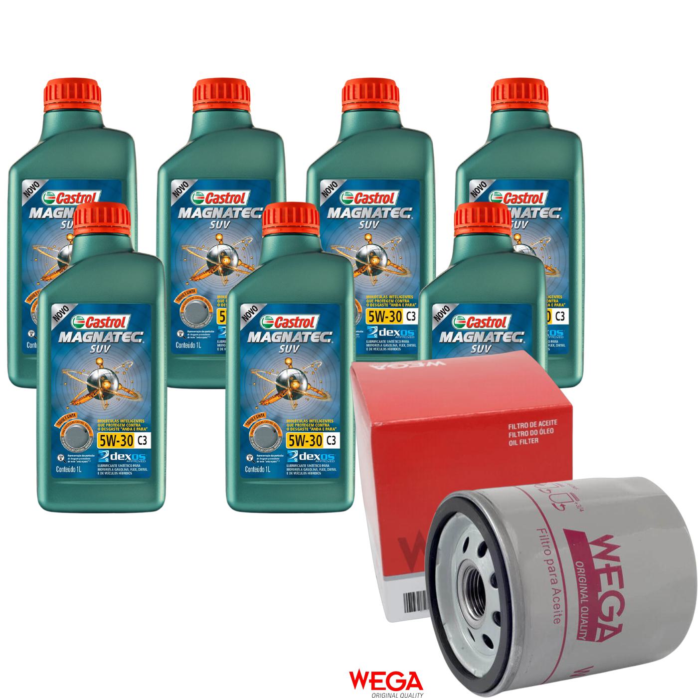 Kit Filtro e 7L Óleo Motor 5W30 Magnatec - Castrol / Wega - 3430831 / WO-153