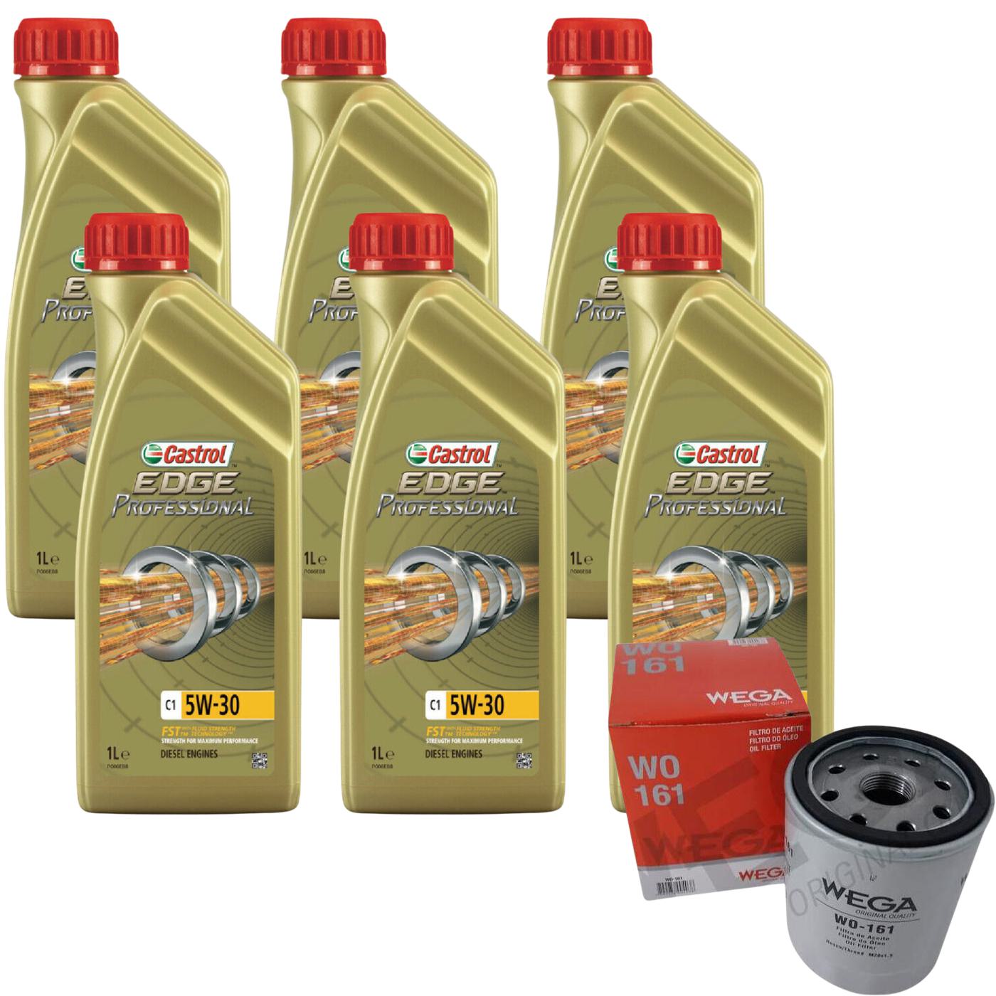 Kit Filtro e 6L Óleo Motor 5W30 Edge - Castrol / Wega - 3435580 / WO-161