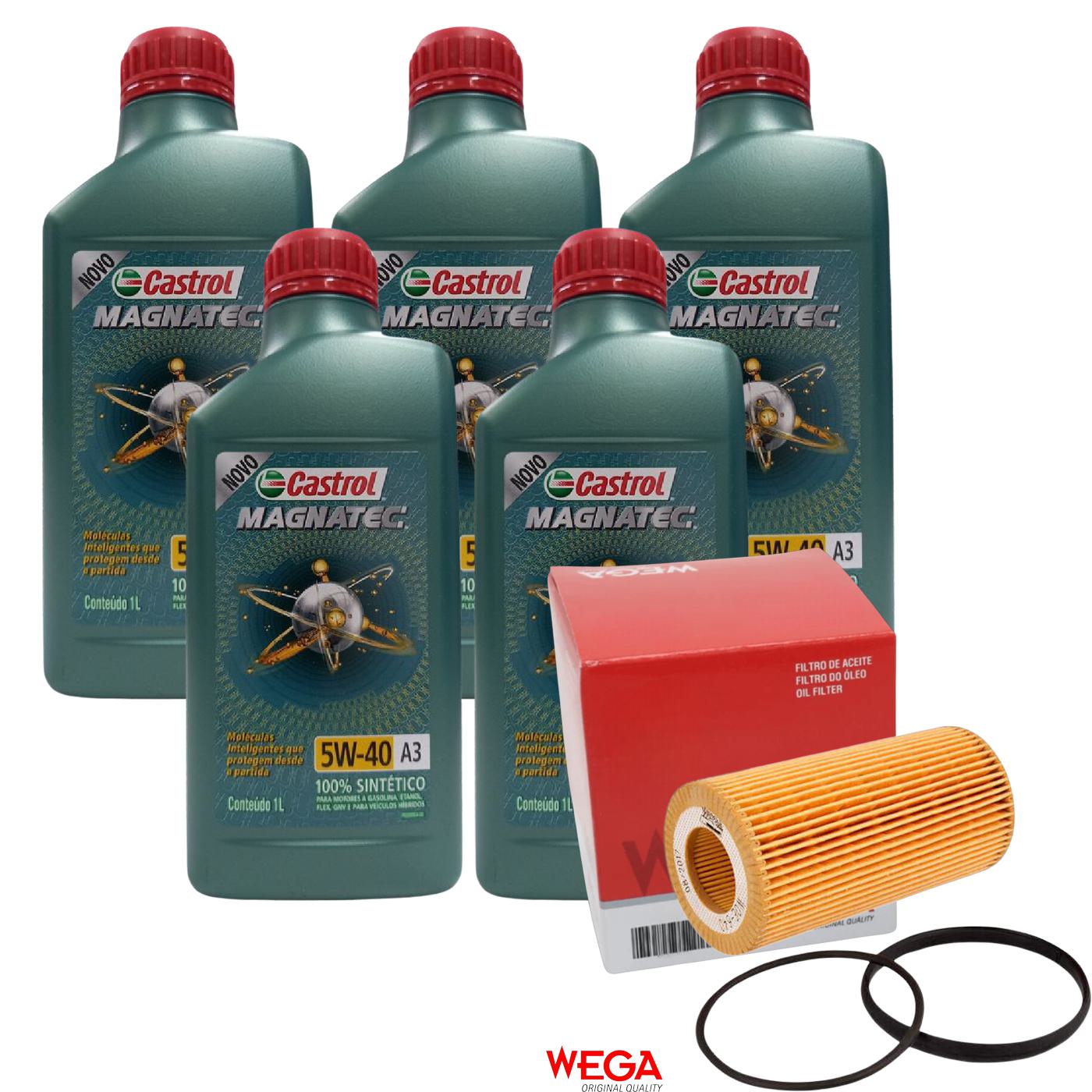Kit Filtro e 5L Óleo Motor 5W40 Magnatec - Castrol / Wega - 3436621 / WOE-640
