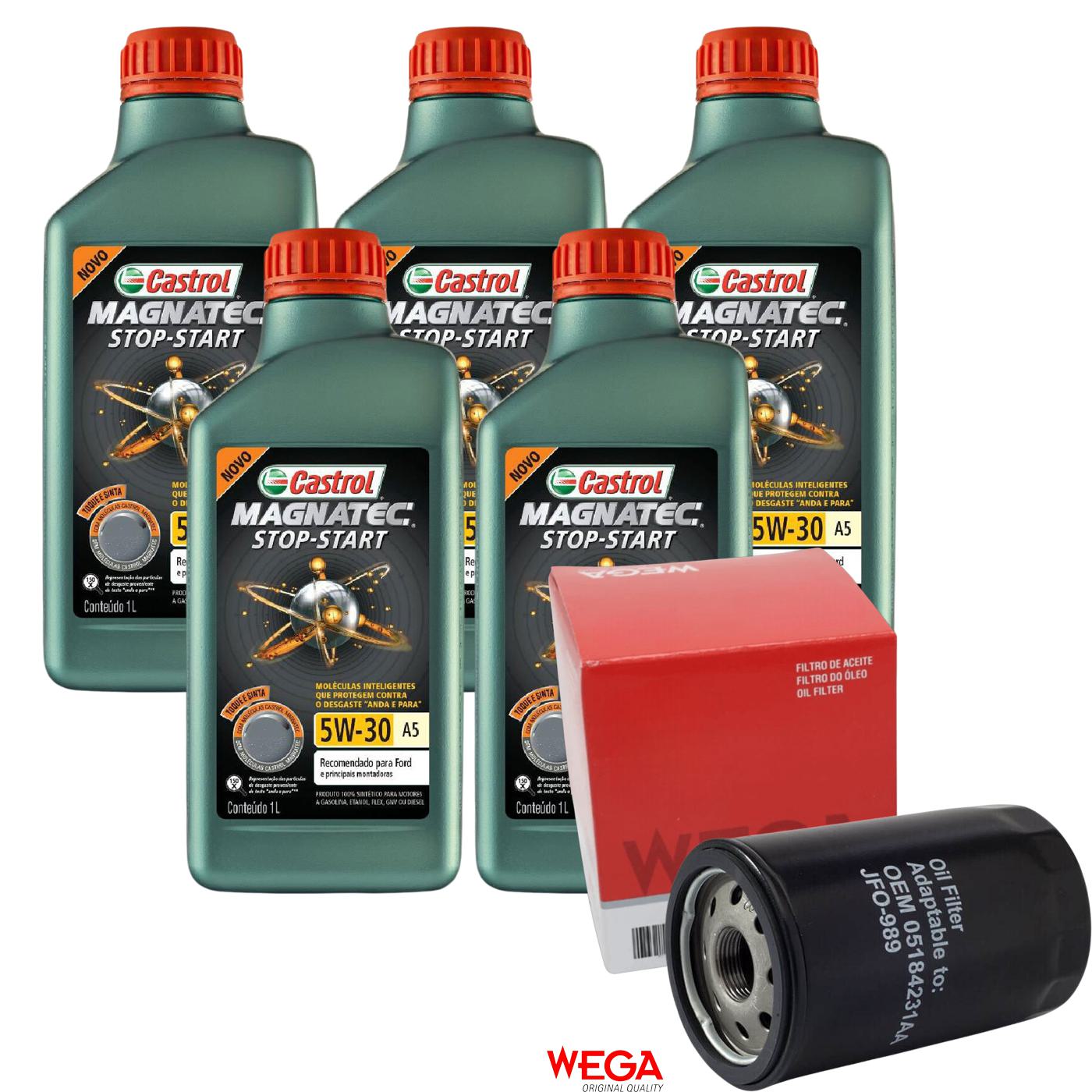 Kit Filtro e 5L Óleo Motor 5W30 Magnatec - Castrol / Wega - 3410930 / JFO-0989