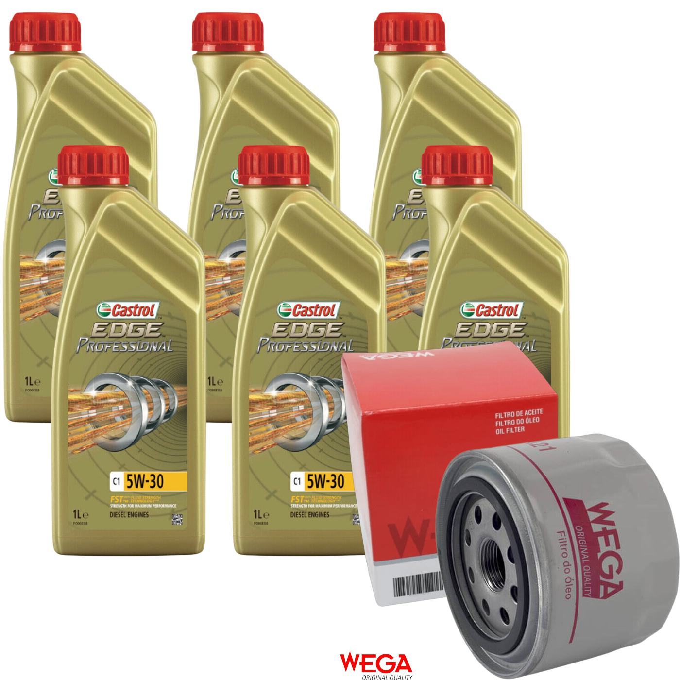 Kit Filtro e 6L Óleo Motor 5W30 Edge - Castrol / Wega - 3435580 / WO-421