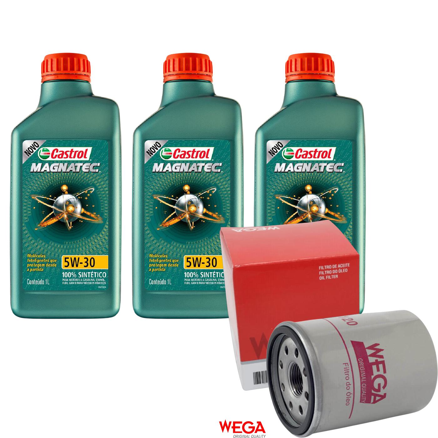 Kit Filtro e 3L Óleo Motor 5W30 Magnatec - Castrol / Wega - 3434565 / WO-120