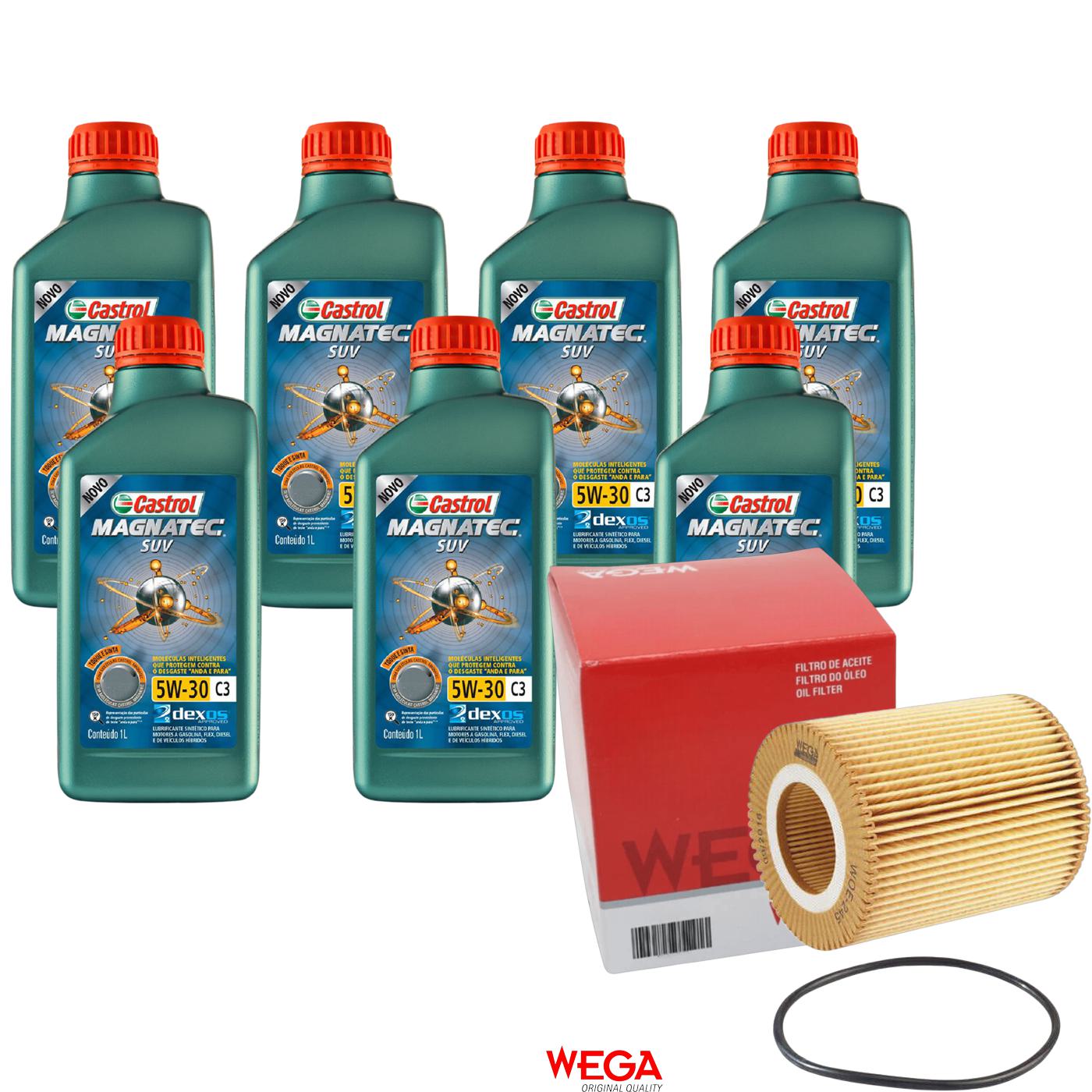 Kit Filtro e 7L Óleo Motor 5W30 Magnatec - Castrol / Wega - 3430831 / WOE-245