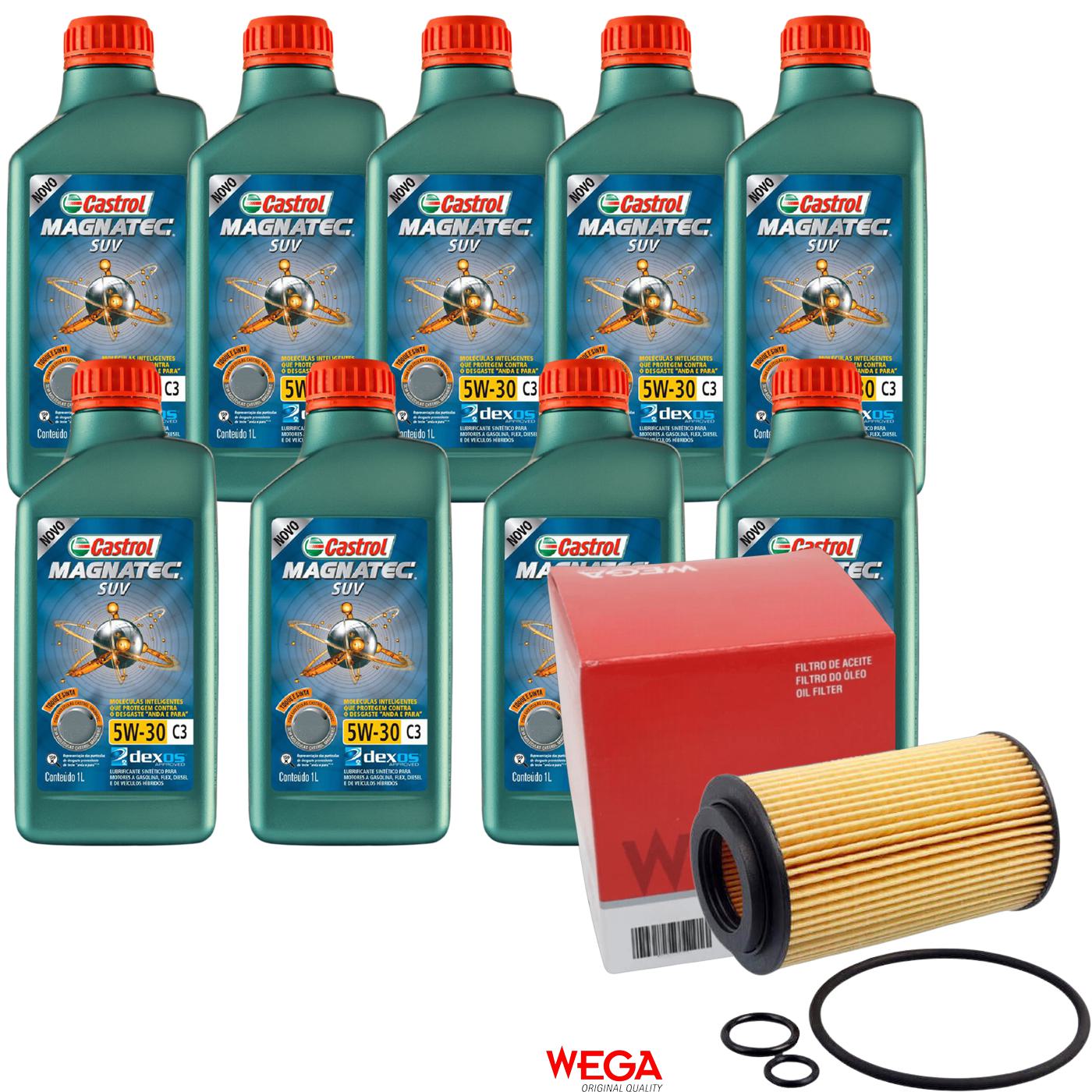Kit Filtro e 9L Óleo Motor 5W30 Magnatec - Castrol / Wega - 3430831 / WOE-455
