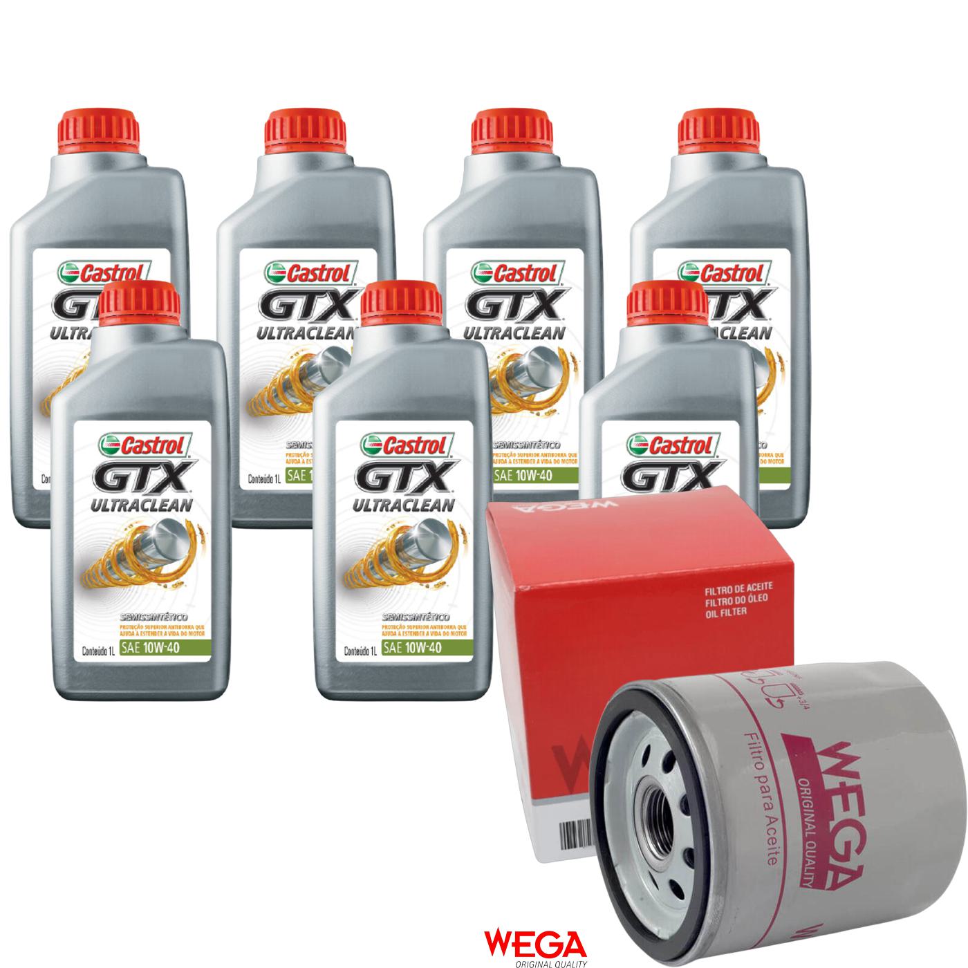 Kit Filtro e 7L Óleo Motor 10W40 GTX - Castrol / Wega - 3436727 / WO-153