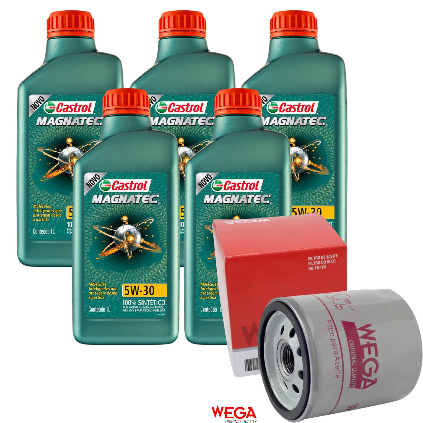 Kit Filtro e 5L Óleo Motor 5W30 Magnatec - Castrol / Wega - 3434565 / WO-153
