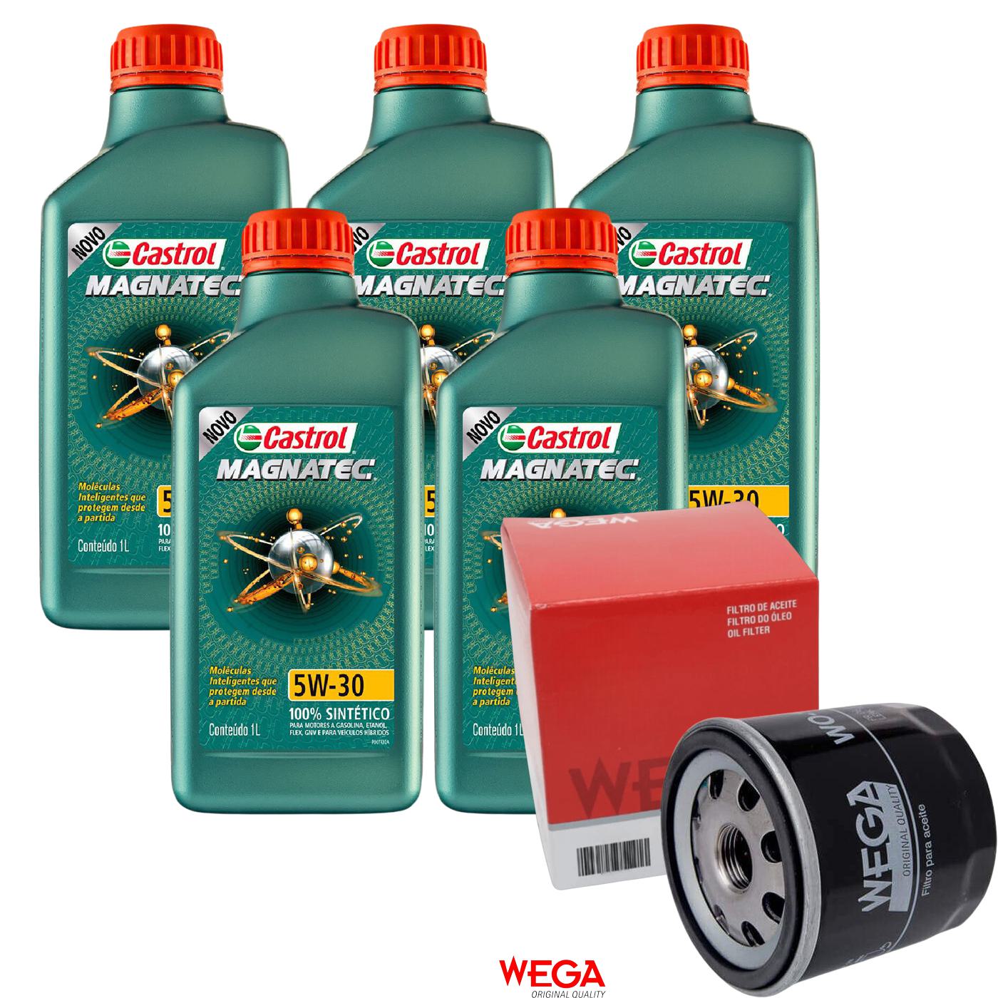Kit Filtro e 5L Óleo Motor 5W30 Magnatec - Castrol / Wega - 3434565 / WO-156