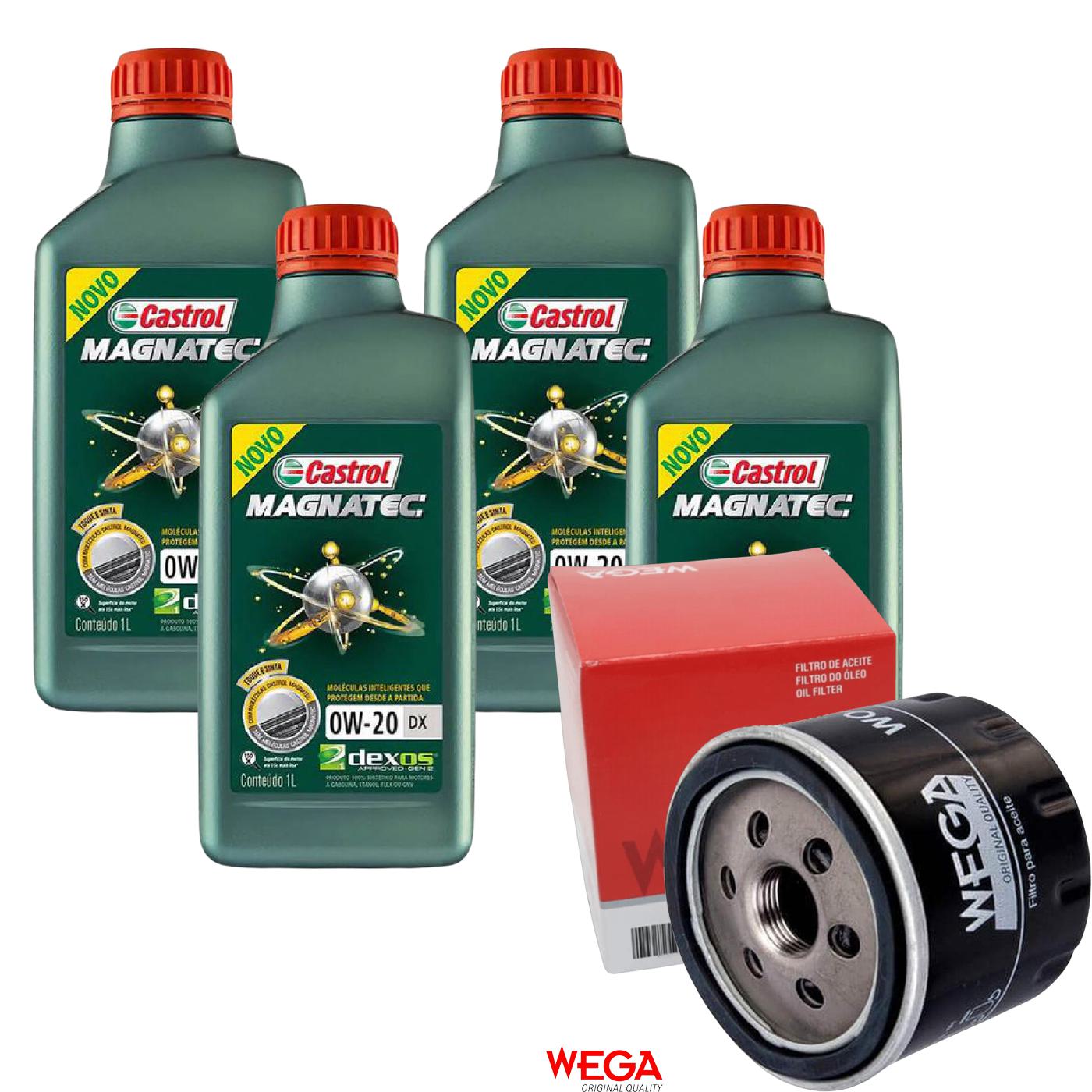 Kit Filtro e 4L Óleo Motor 0W20 Magnatec - Castrol / Wega - 3436147 / WO-121