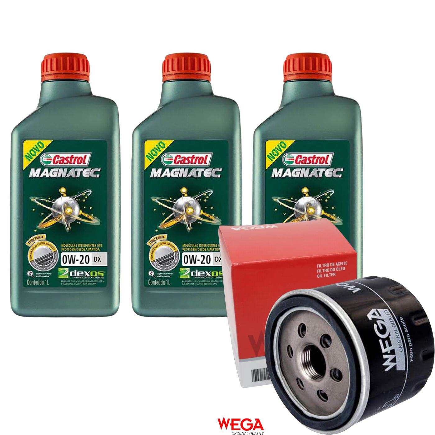 Kit Filtro e 3L Óleo Motor 0W20 Magnatec - Castrol / Wega - 3436147 / WO-121