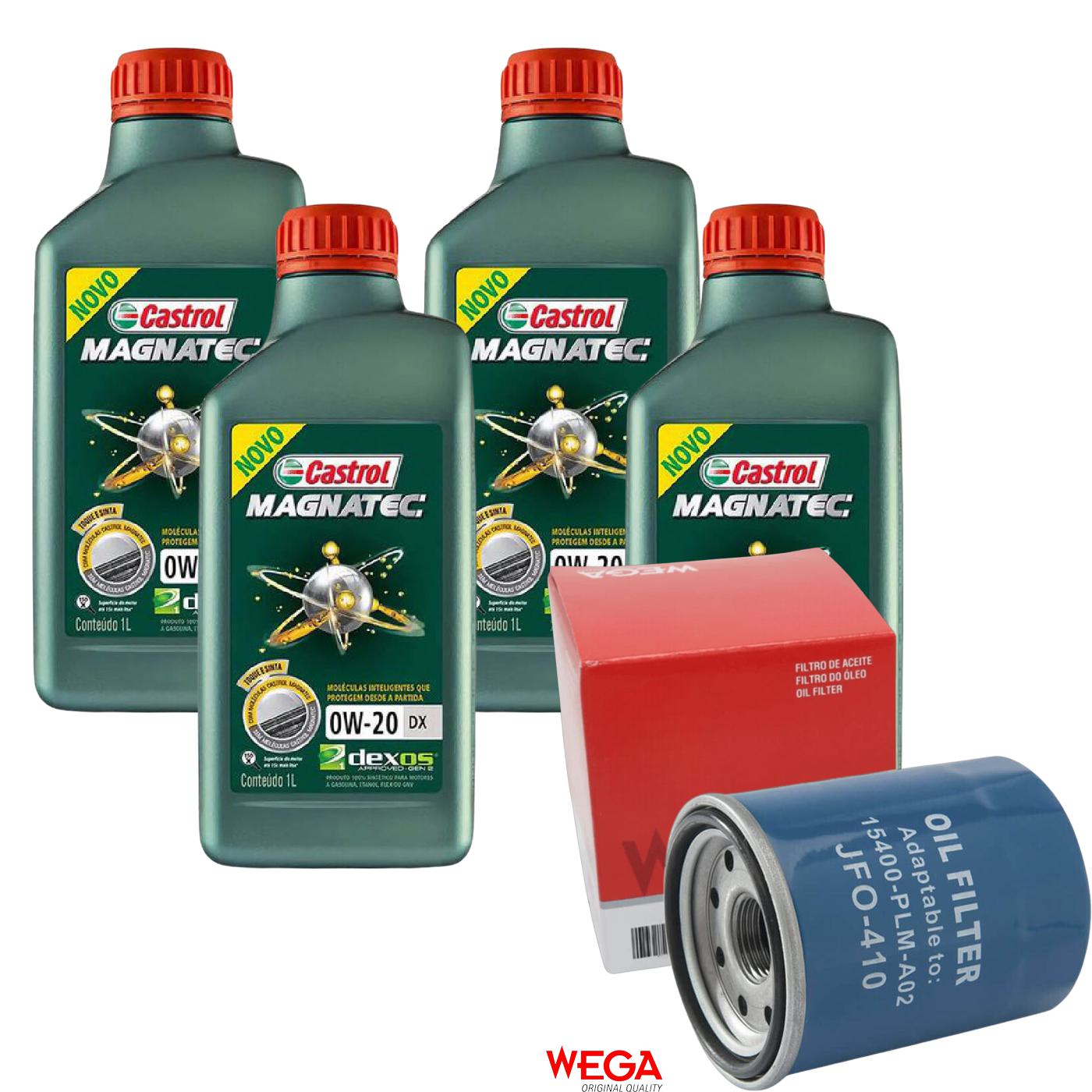 Kit Filtro e 4L Óleo Motor 0W20 Magnatec - Castrol / Wega - 3436147 / JFO-0410