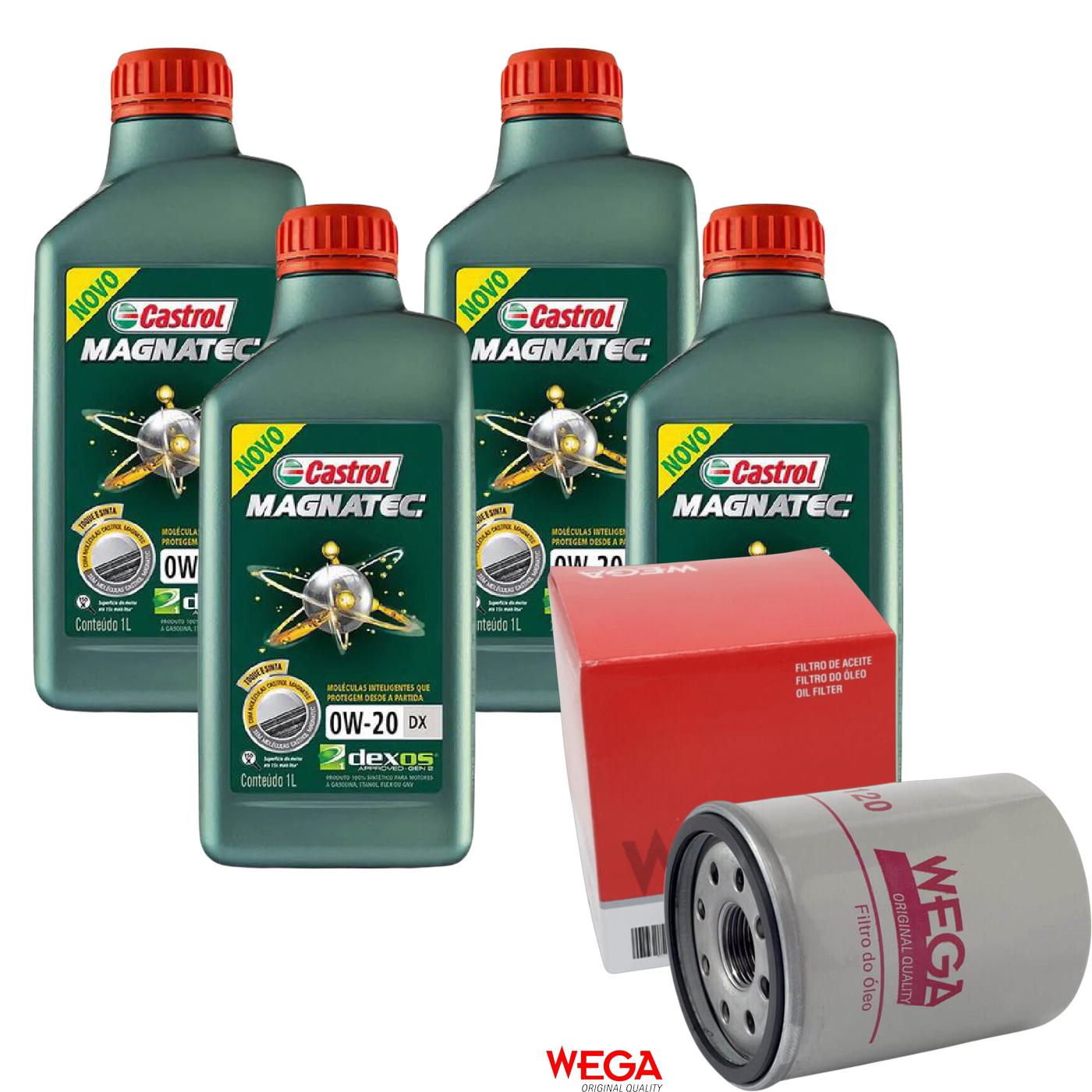 Kit Filtro e 4L Óleo Motor 0W20 Magnatec - Castrol / Wega - 3436147 / WO-120