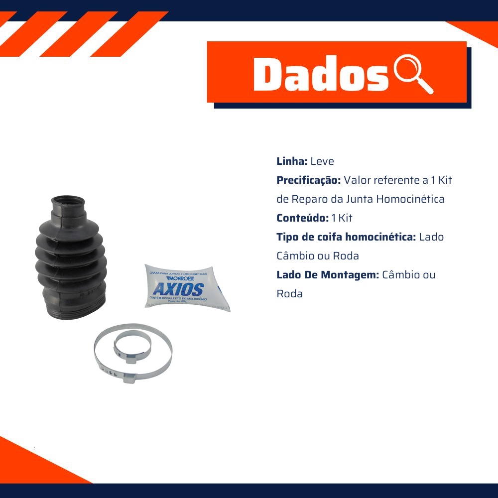 Kit Coifa Homocinética para Volkswagen Kombi - Monroe Axios - 5412732