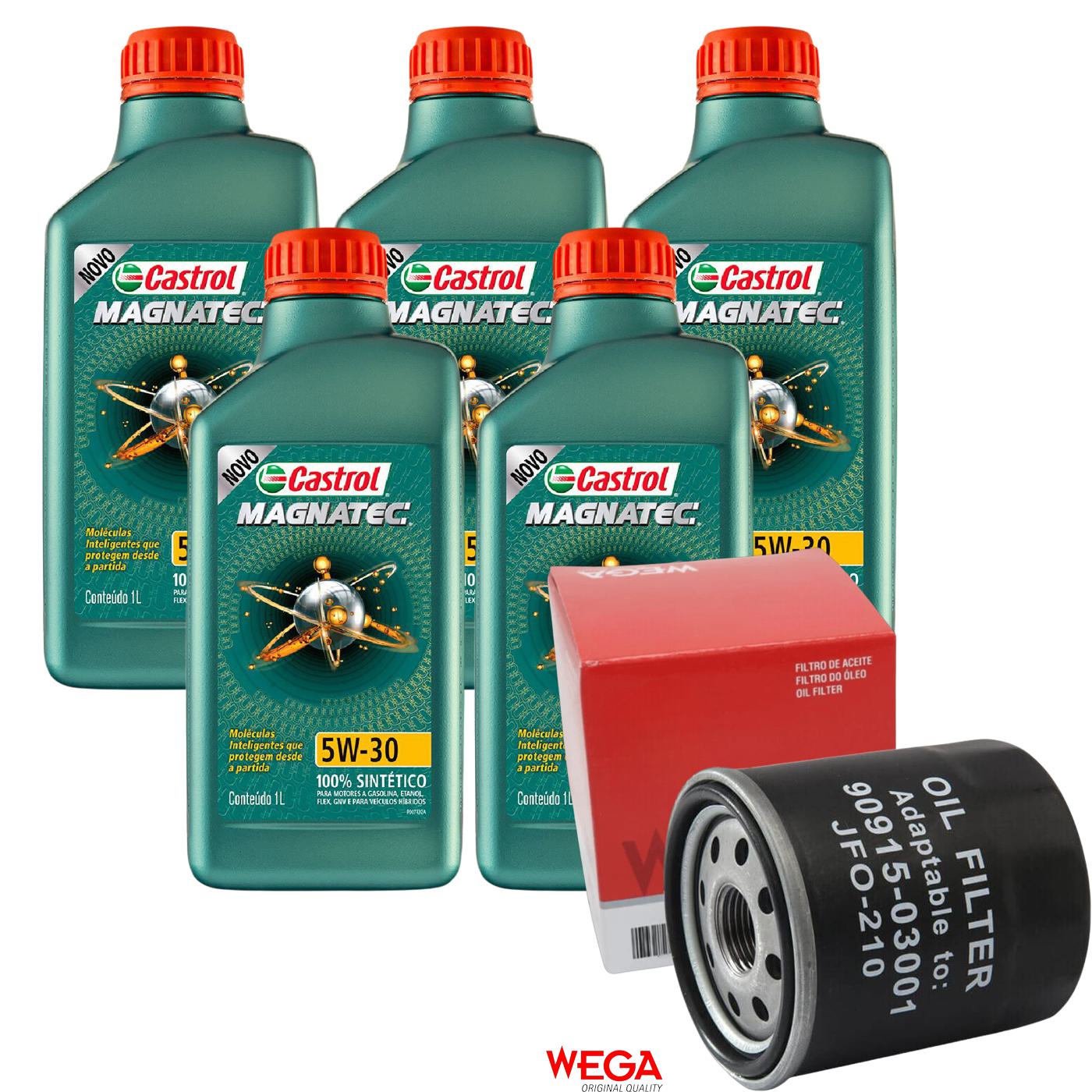 Kit Filtro e 5L Óleo Motor 5W30 Magnatec - Castrol / Wega - 3434565 / JFO-0210