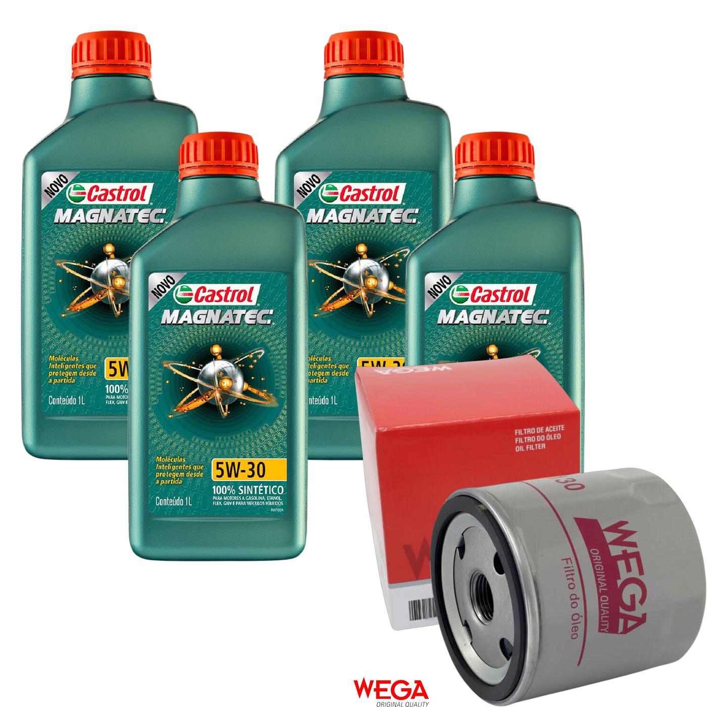 Kit Filtro e 4L Óleo Motor 5W30 Magnatec - Castrol / Wega - 3434565 / WO-130