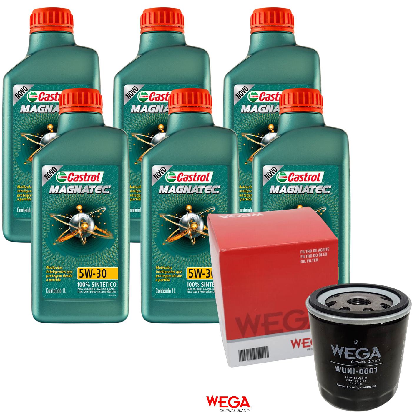 Kit Filtro e 6L Óleo Motor 5W30 Magnatec - Castrol / Wega - 3434565 / WUNI-0001