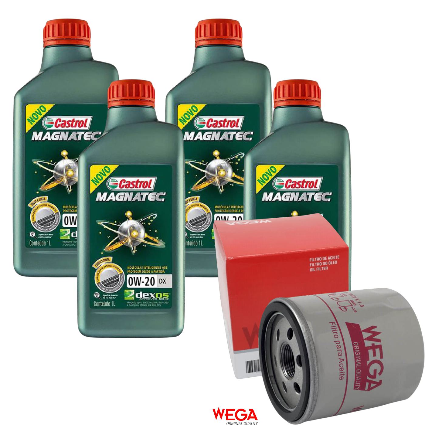 Kit Filtro e 4L Óleo Motor 0W20 Magnatec - Castrol / Wega - 3436147 / WO-133
