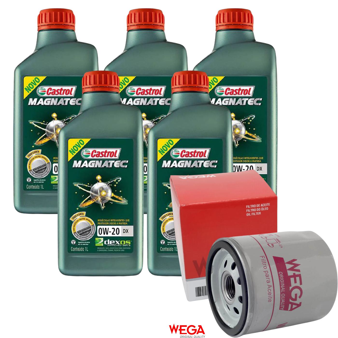 Kit Filtro e 5L Óleo Motor 0W20 Magnatec - Castrol / Wega - 3436147 / WO-153