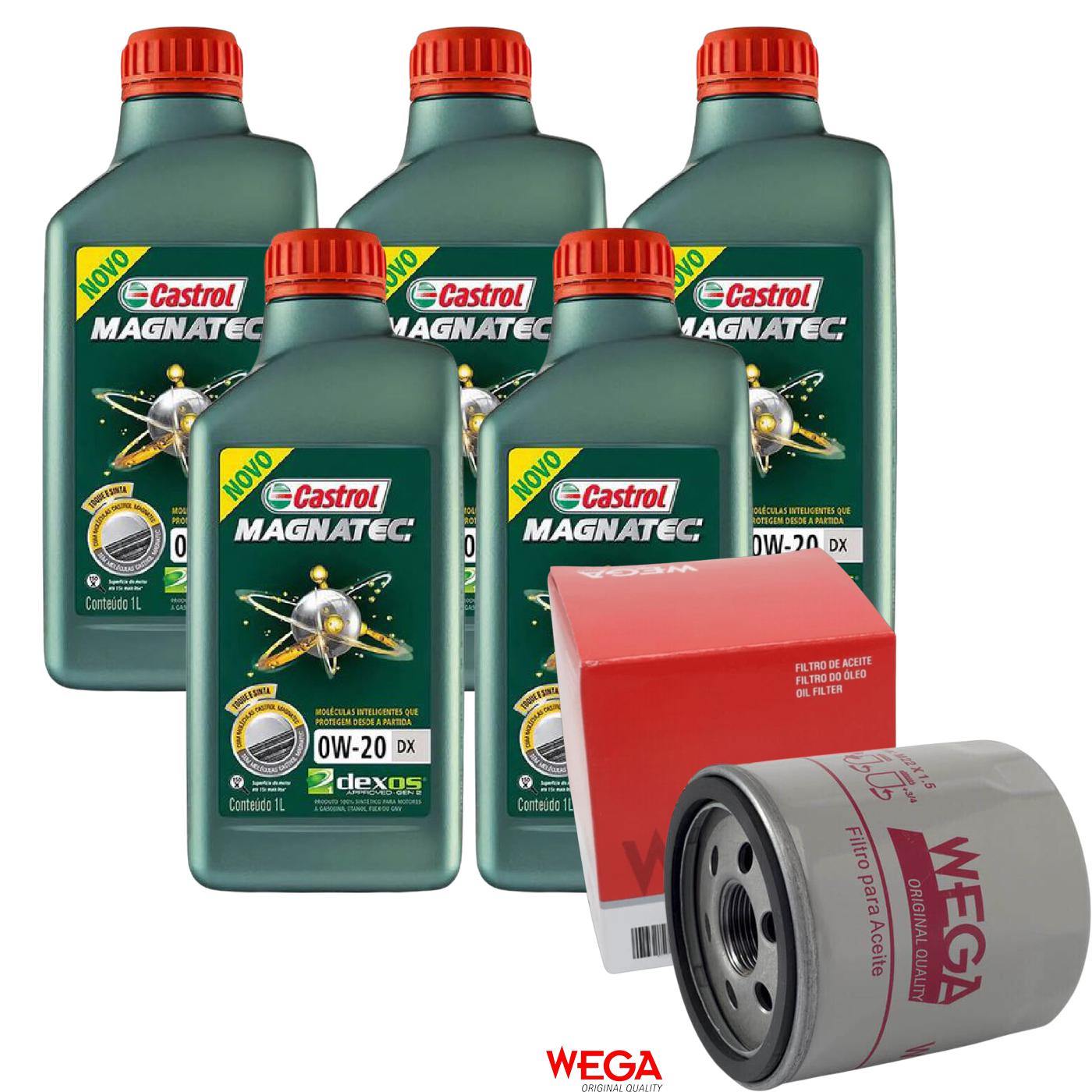 Kit Filtro e 5L Óleo Motor 0W20 Magnatec - Castrol / Wega - 3436147 / WO-133