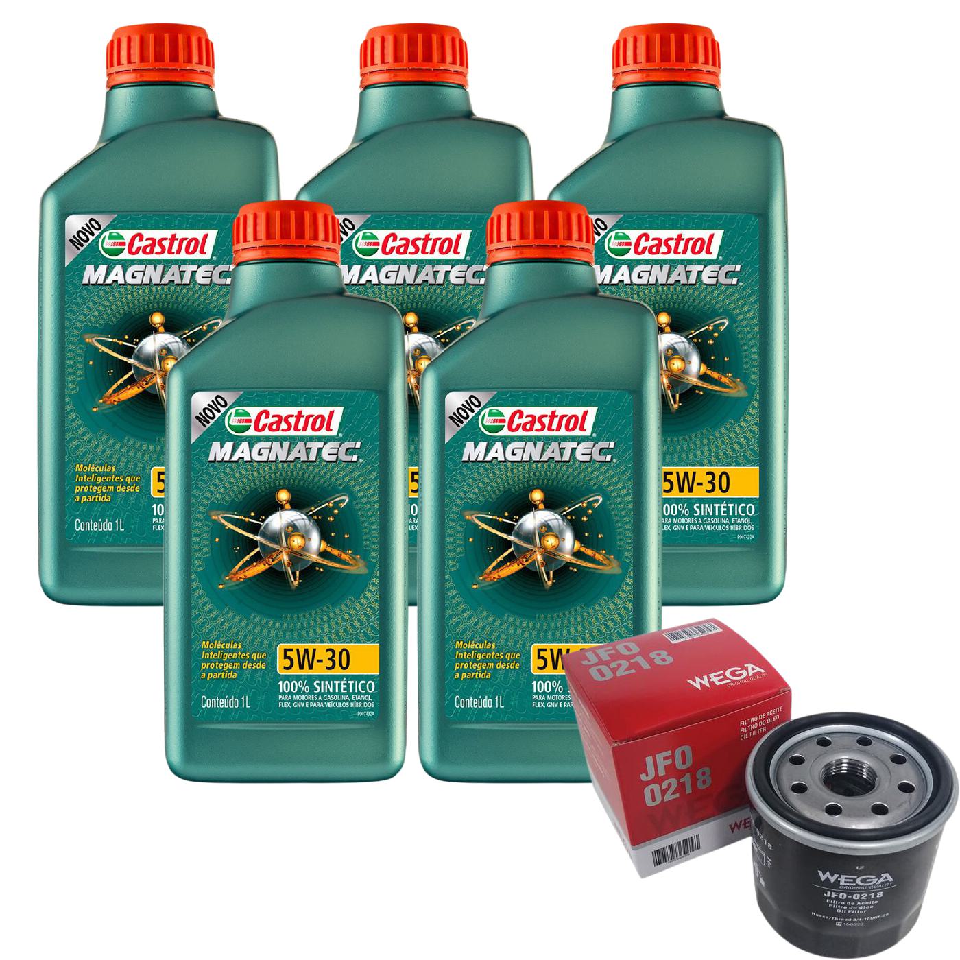 Kit Filtro e 5L Óleo Motor 5W30 Magnatec - Castrol / Wega - 3434565 / JFO-0218