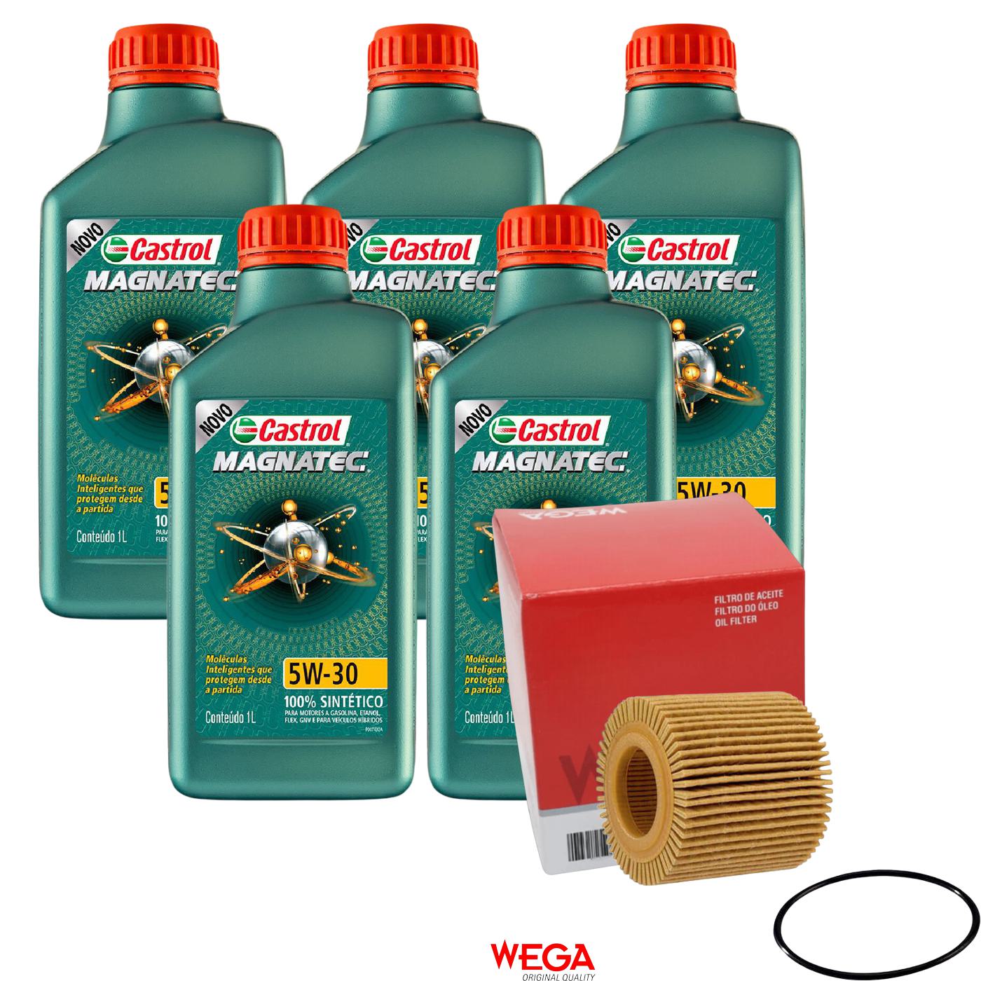 Kit Filtro e 5L Óleo Motor 5W30 Magnatec - Castrol / Wega - 3434565 / WOE-803