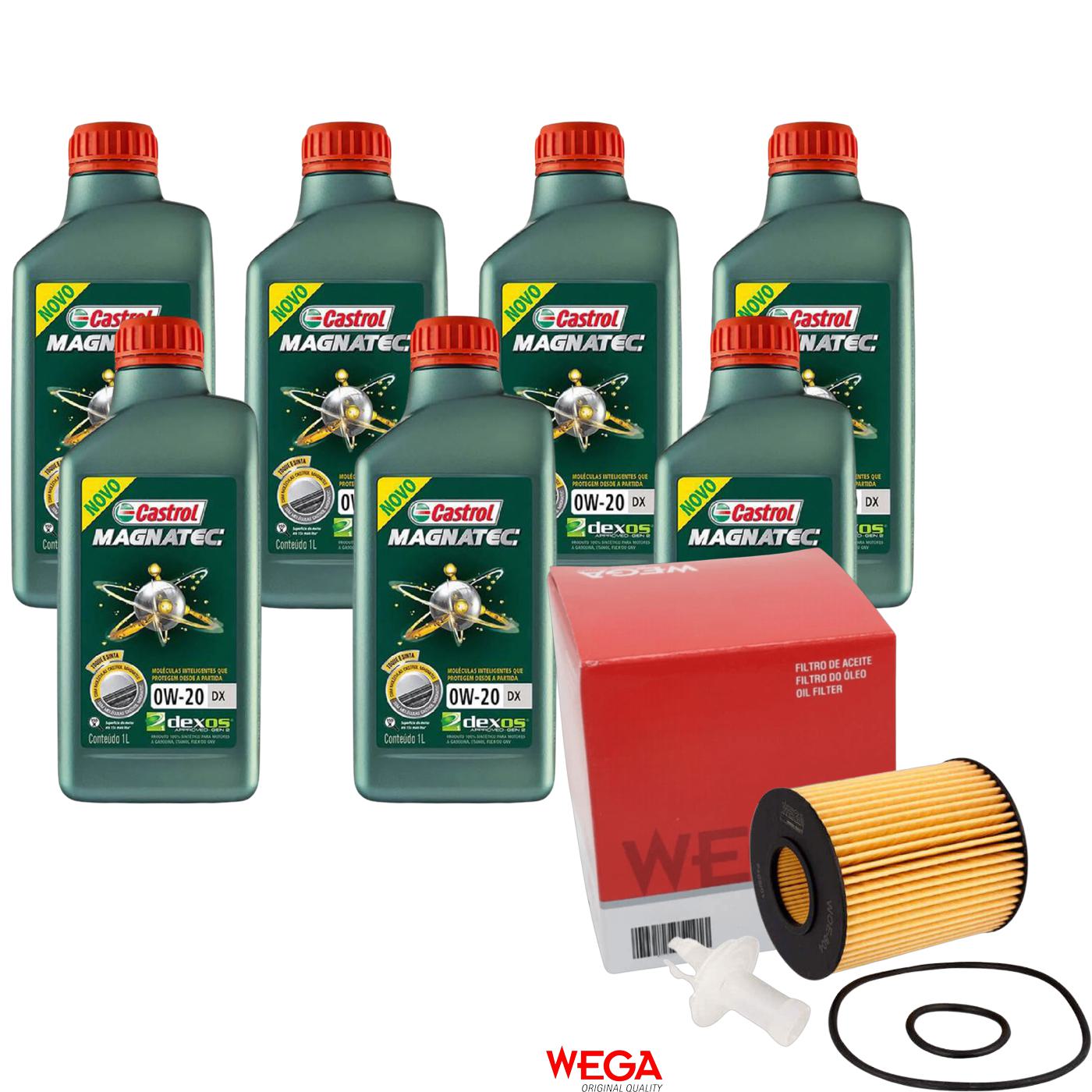 Kit Filtro e 7L Óleo Motor 0W20 Magnatec - Castrol / Wega - 3436147 / WOE-804